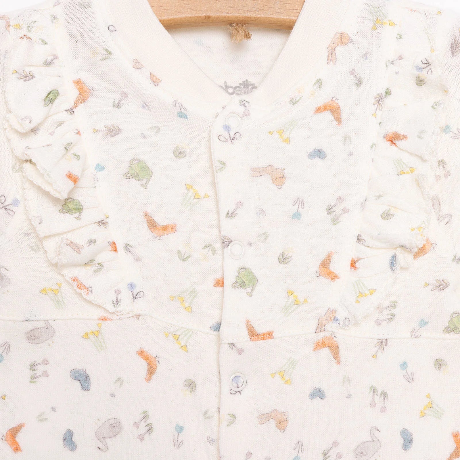 Bebetto Happy Garden Girl Footed Jumpsuit - Ecru - ebebek - Black Friday