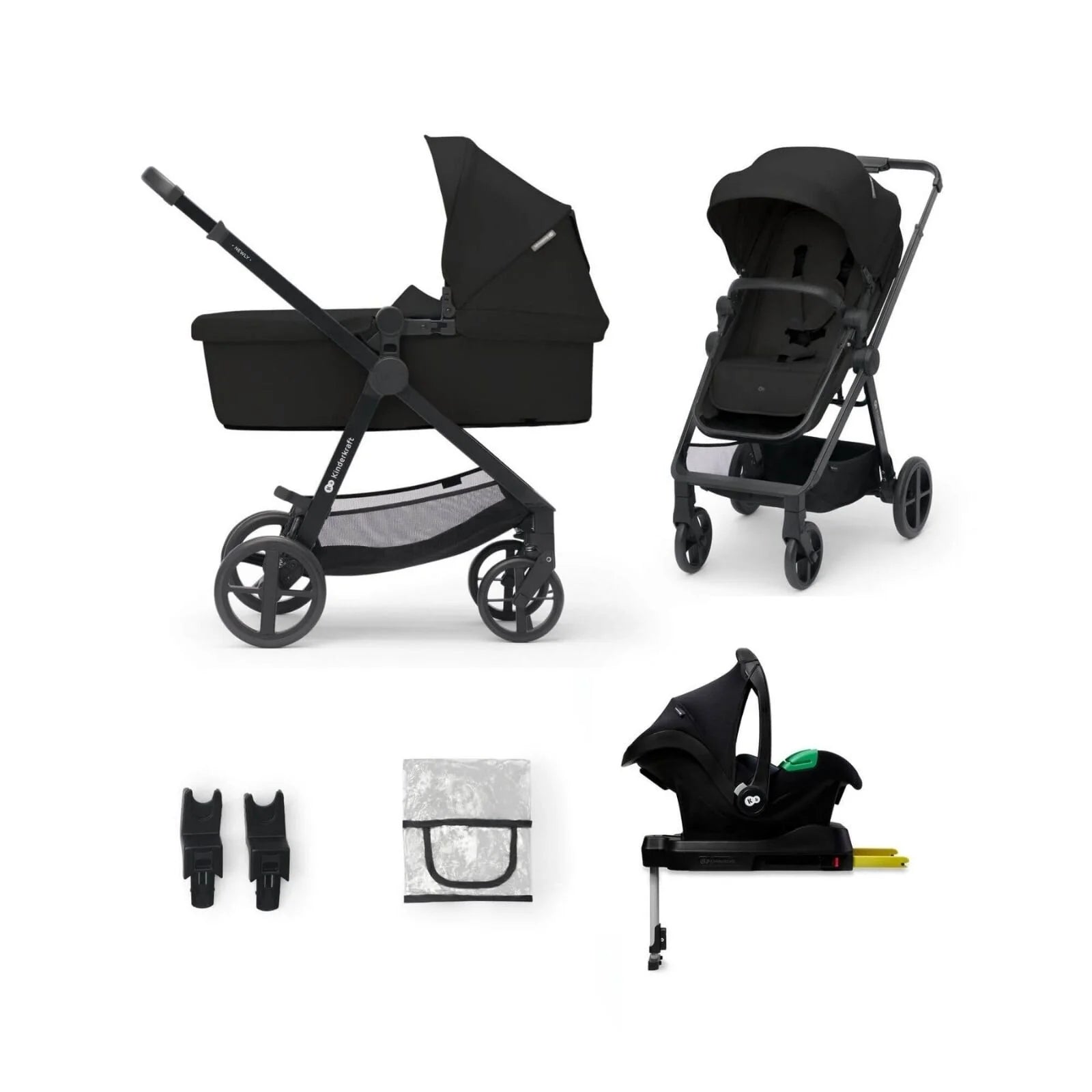 Kinderkraft Newly Mink Pro 4 - in - 1 Travel System - Classic Black - ebebek - Black Friday