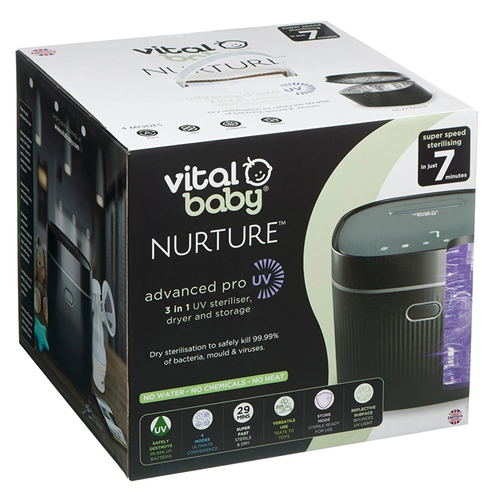 Vital Baby Nurture Advanced Pro UV Steriliser & Dryer - Black - ebebek - Black Friday
