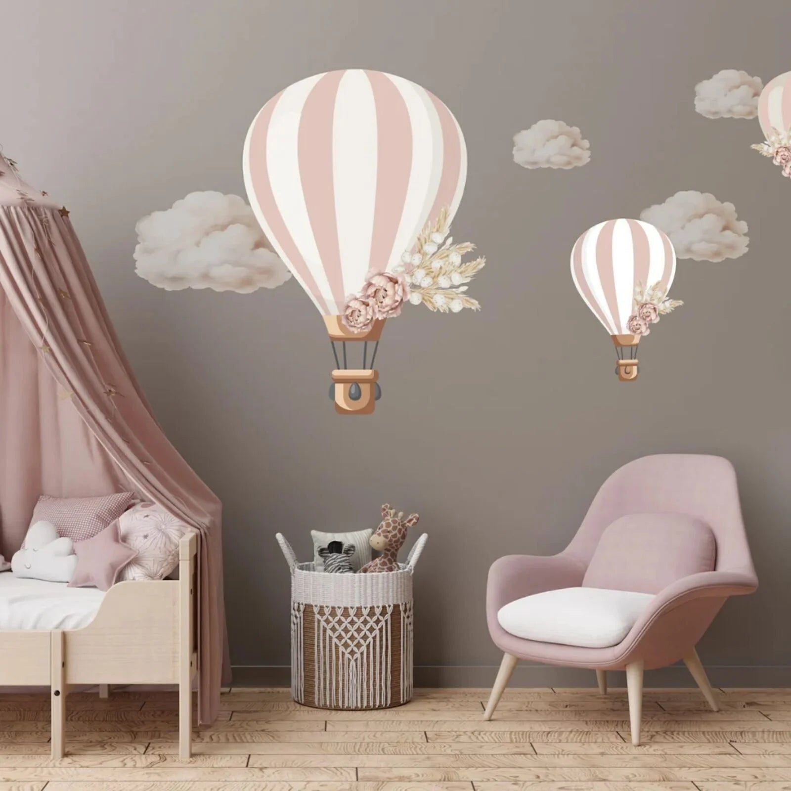 Live Vida Floral Hot Air Balloon Wall Stickers - ebebek - Black Friday