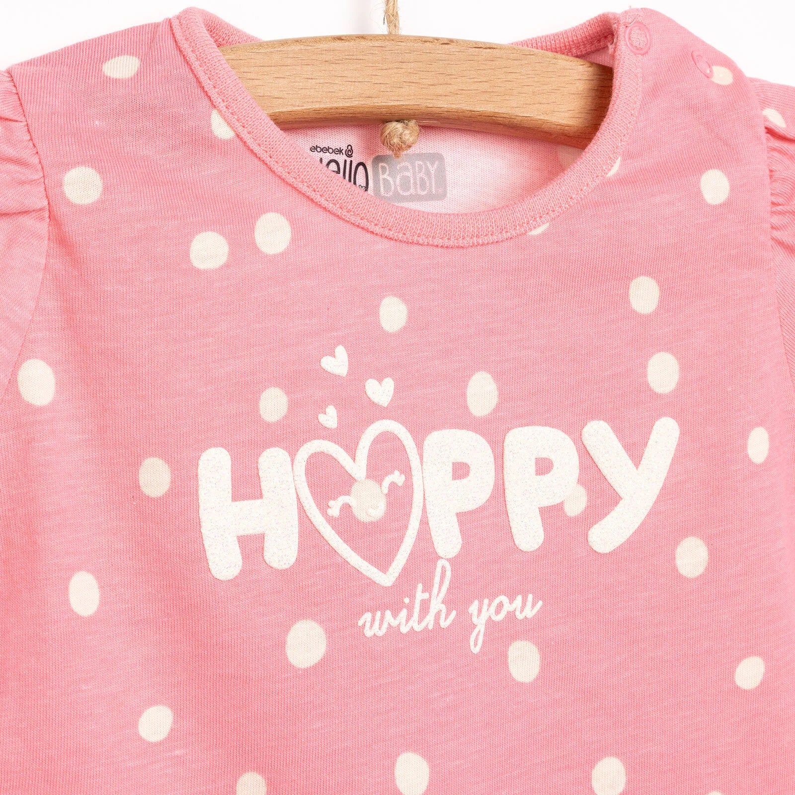HelloBaby Basic Girl Happy Patterned T-shirt - Dark Pink - ebebek - Black Friday