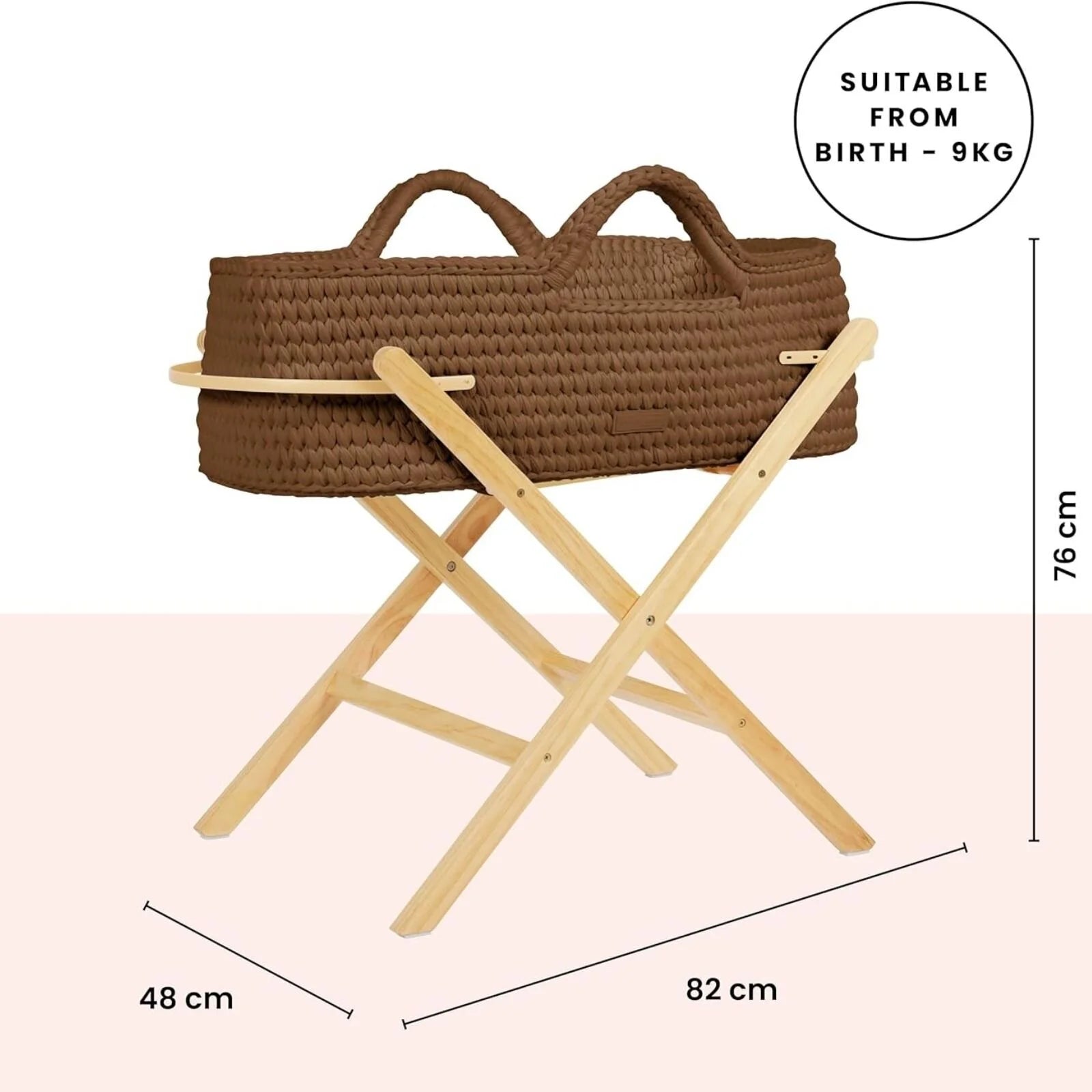 Ickle Bubba Nova Moses Basket & Stand - Mocha & Pine - ebebek - Black Friday