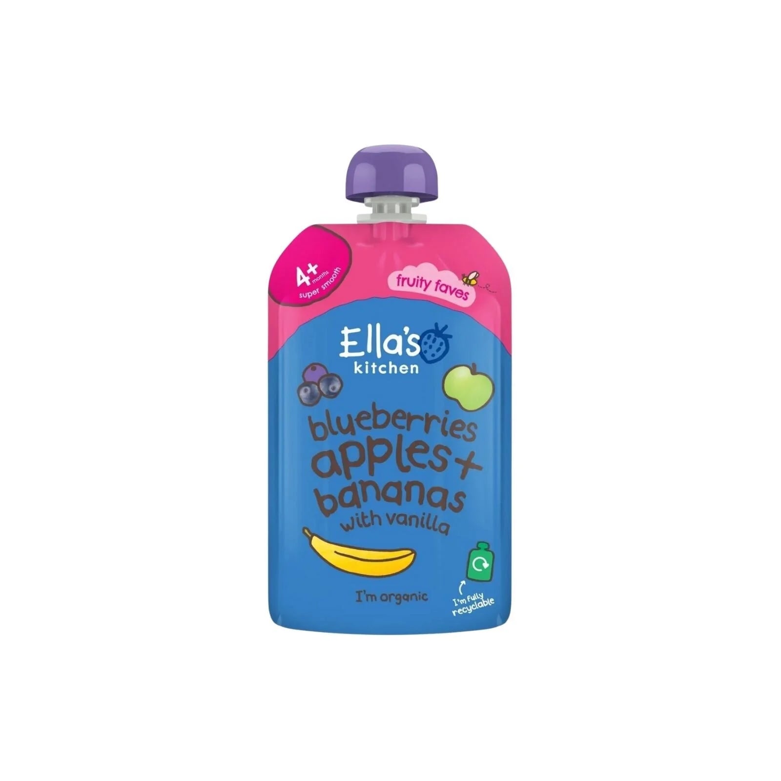 Ella's Kitchen Organic Blueberries Apples Bananas & Vanilla Baby Food Pouch 4+ months 120g - ebebek - Black Friday
