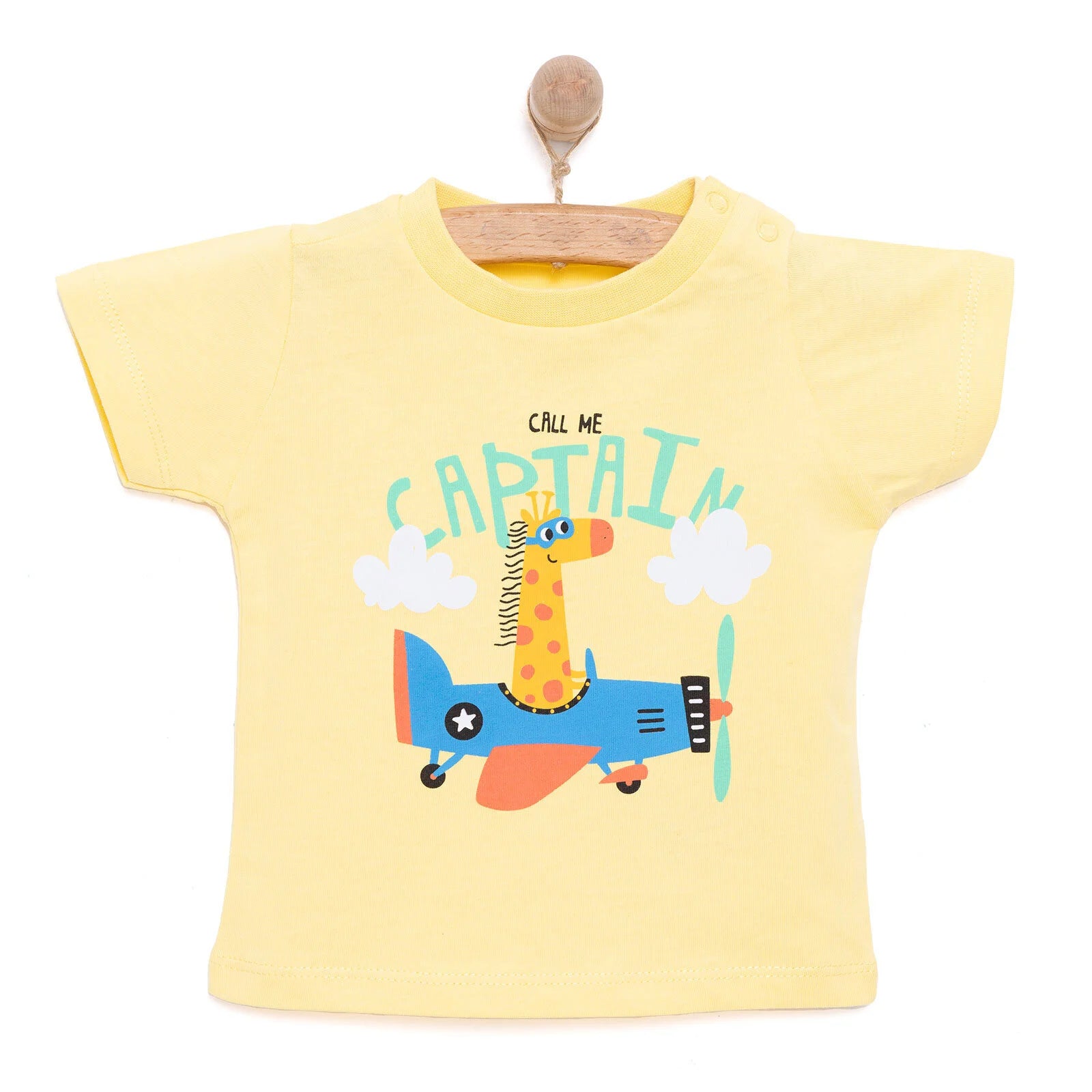 HelloBaby Basic Boy Captain Giraffe Prined Tshirt - Yellow - ebebek - Black Friday
