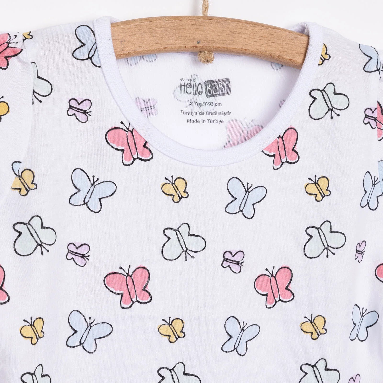 HelloBaby Basic Girl Butterfly Patterned Tshirt - White - ebebek - Black Friday