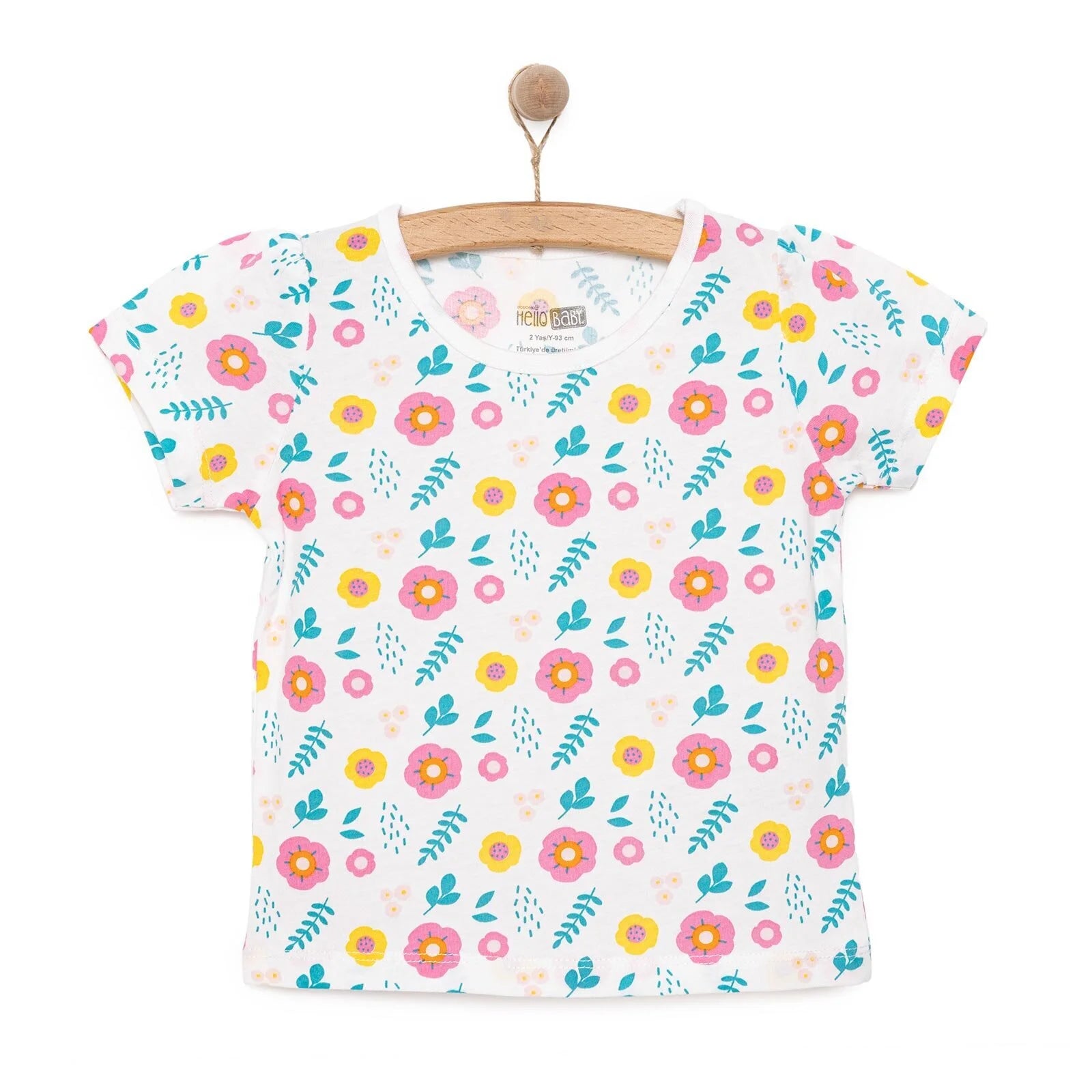 HelloBaby Basic Girl Flowers Patterned Tshirt - Ecru - ebebek - Black Friday
