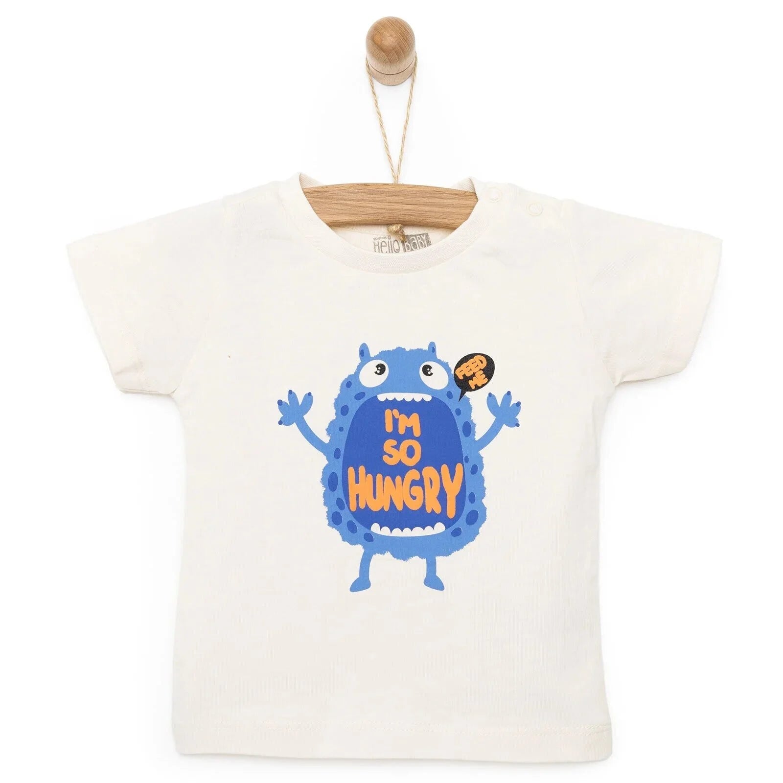 HelloBaby Basic Cute Monster Printed Tshirt - Ecru - ebebek - Black Friday