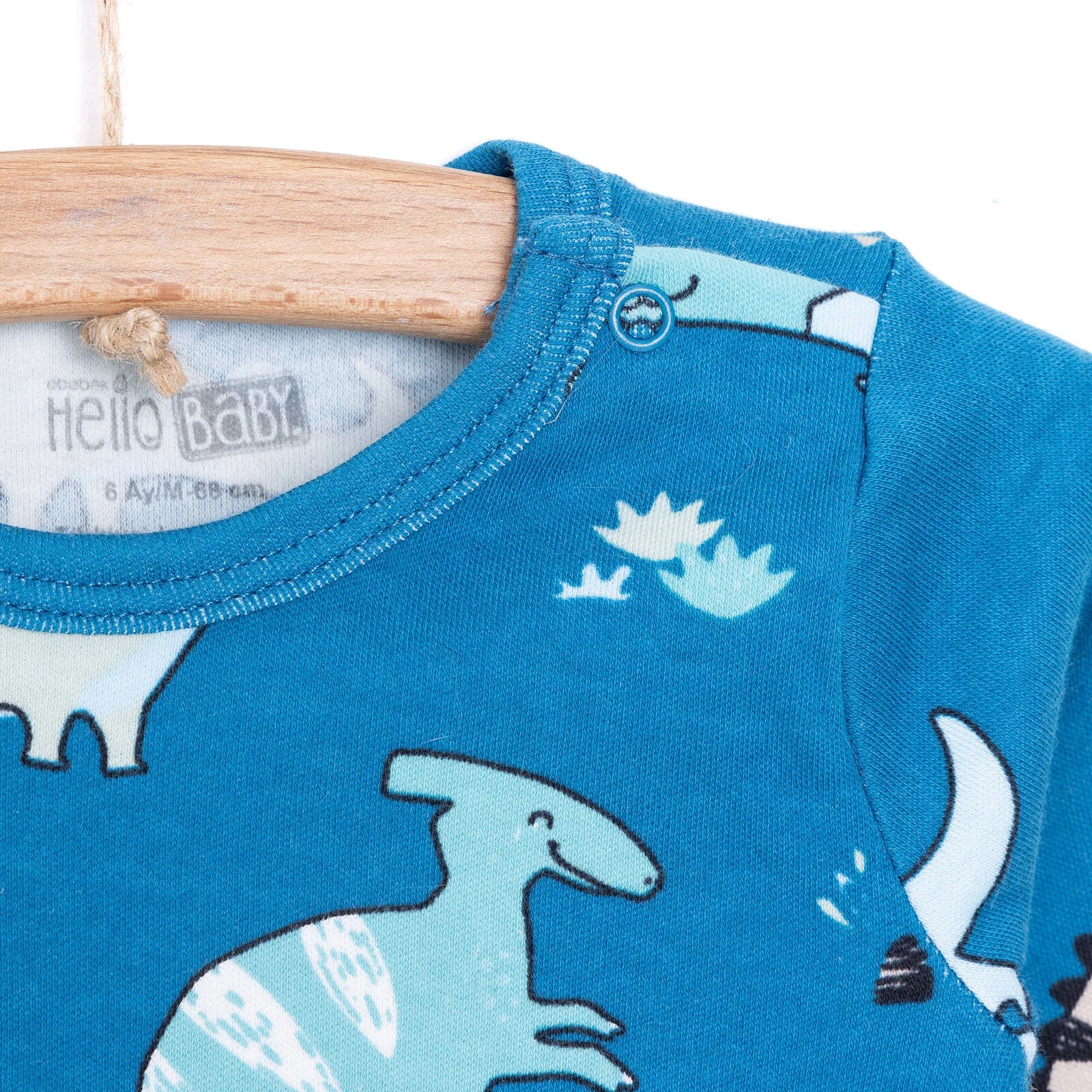 HelloBaby Boy Dino Printed Long Sleeve Bodysuit - Blue - ebebek - Black Friday