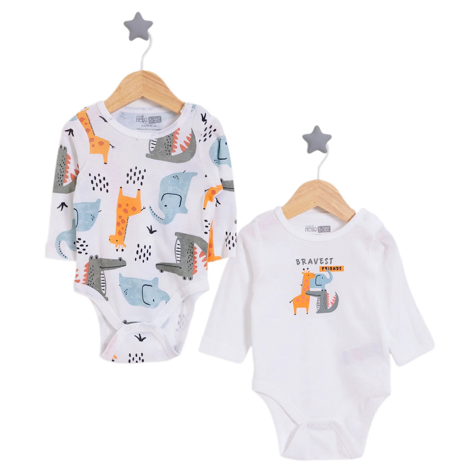 HelloBaby Boy 2 - Pack Long Sleeve Bodysuit - Beige - ebebek - Black Friday