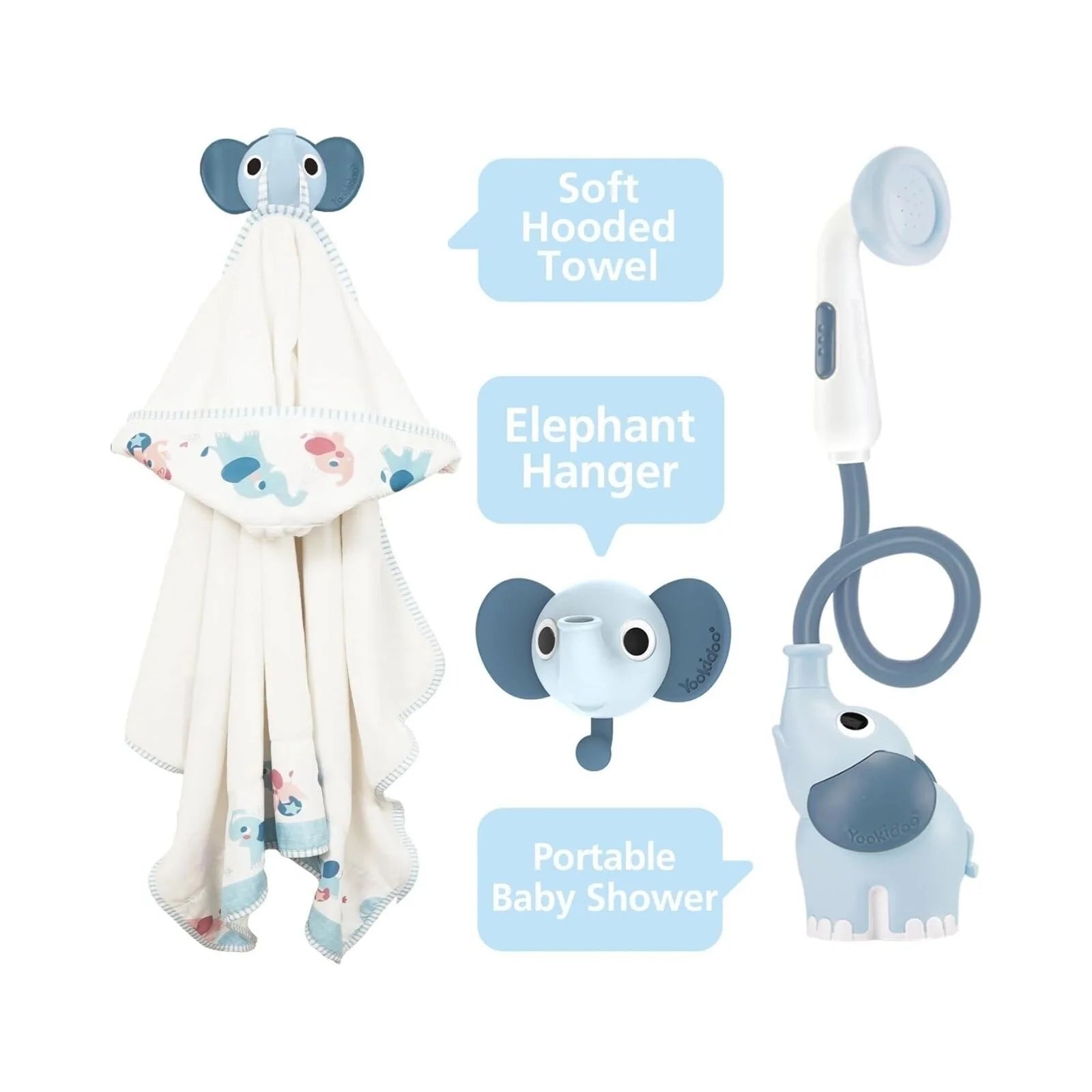 Yookidoo Baby Shower Gift Set Elephant - Cloudy Blue - ebebek - Black Friday