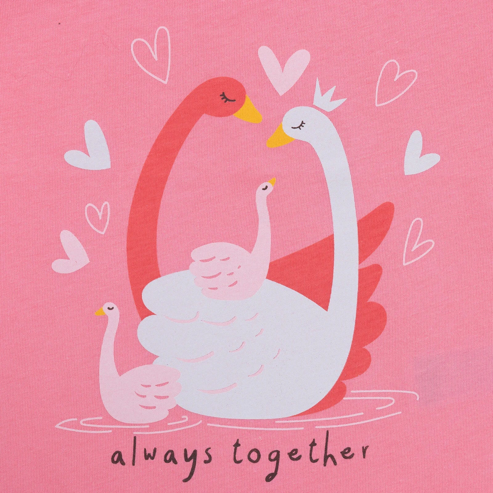 HelloBaby Basic Girl Swans Printed T-shirt - Dark Pink - ebebek - Black Friday