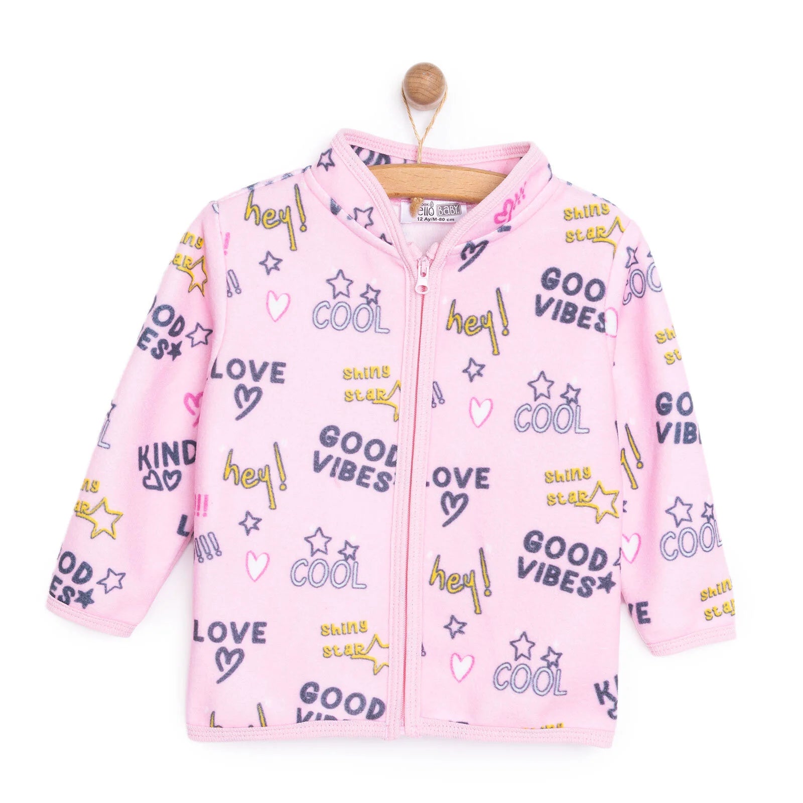 HelloBaby Basic Repeat Printed Fleece Cardigan - Printed - ebebek - Black Friday