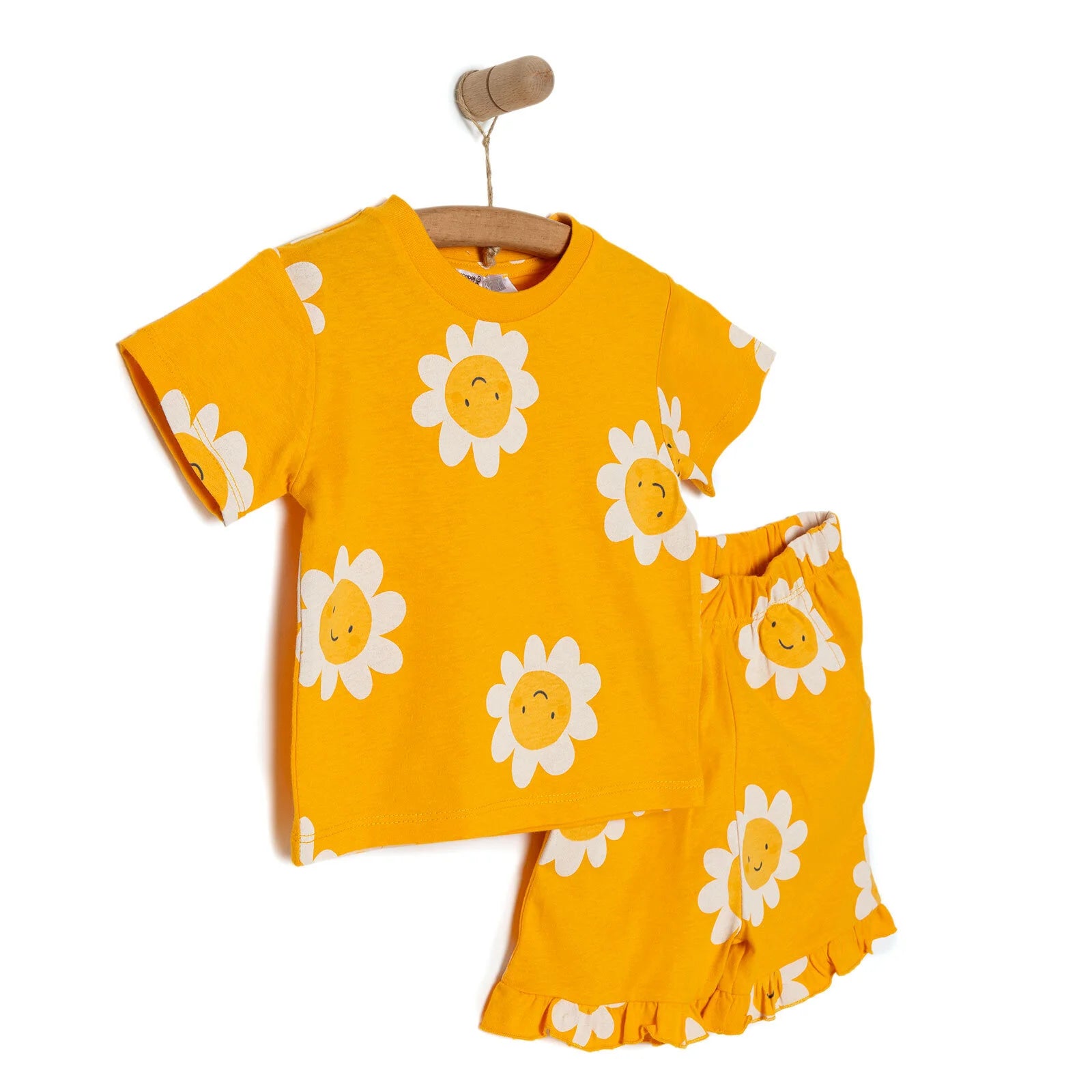 HelloBaby Flowers Girl Tshirt - Short - Dark Orange - ebebek - Black Friday