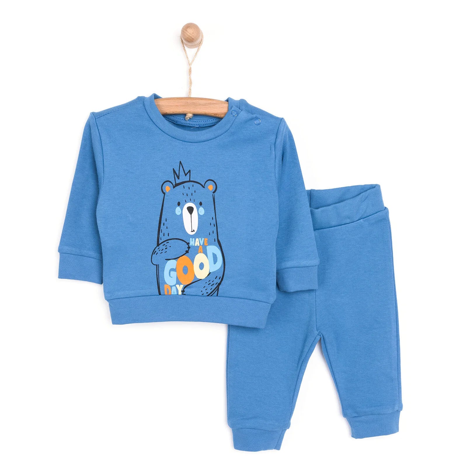 HelloBaby Basic Boy Bear Printed Jogging - Sax Blue - ebebek - Black Friday