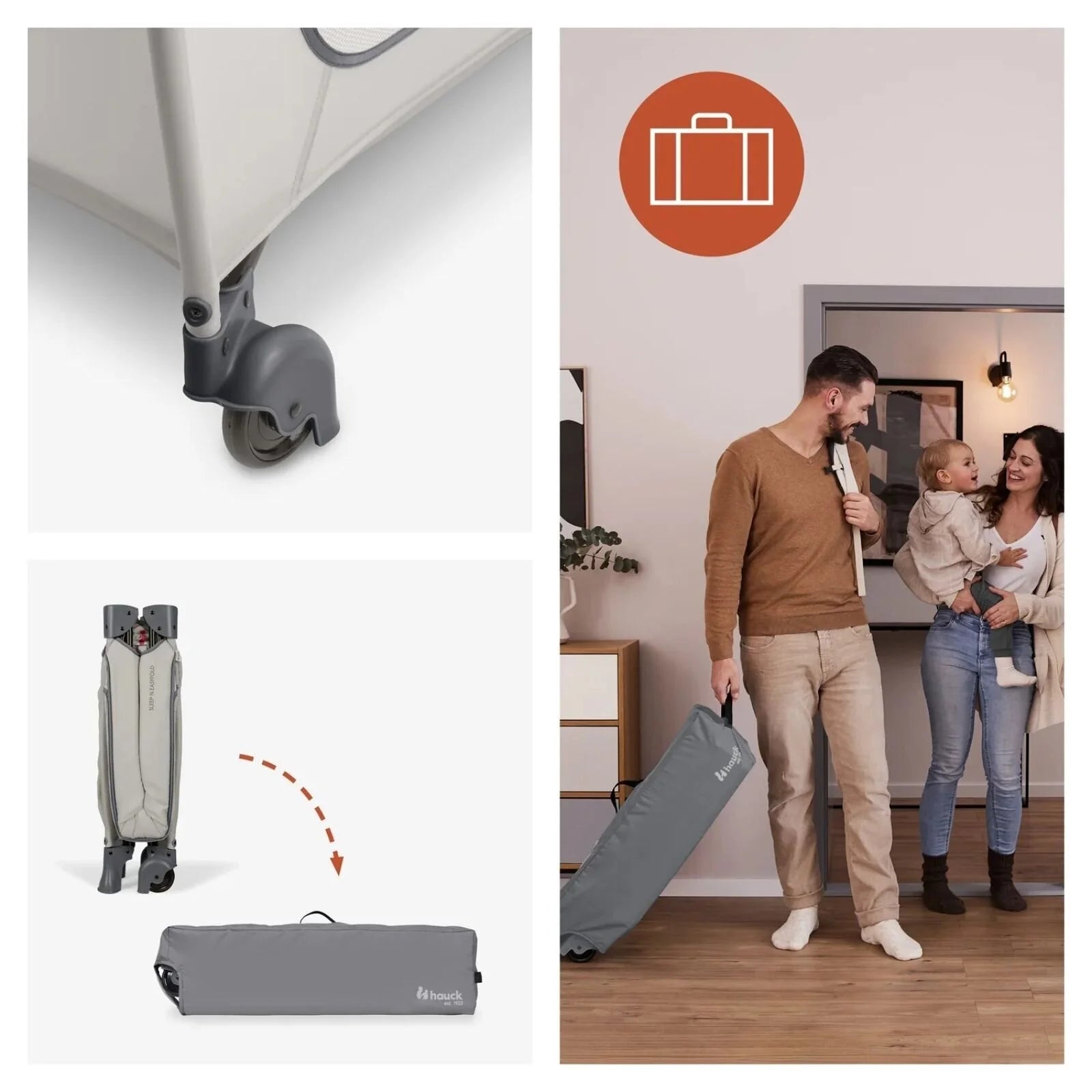 Hauck Sleep N Easyfold Travel Cot - Dark Grey Dark Grey - ebebek - Christmas