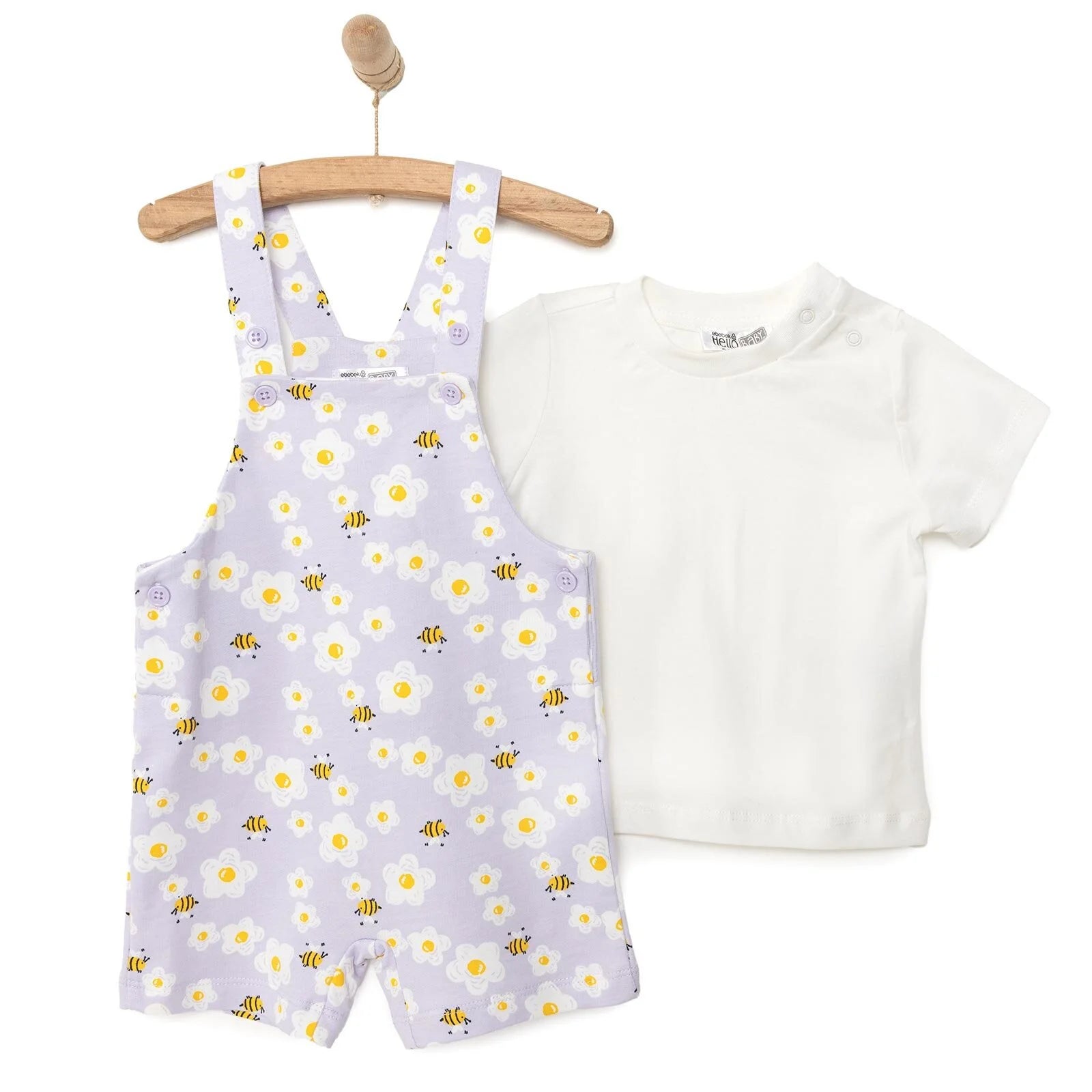 HelloBaby Girl Overall Shorts & T-shirt - White - ebebek - Black Friday
