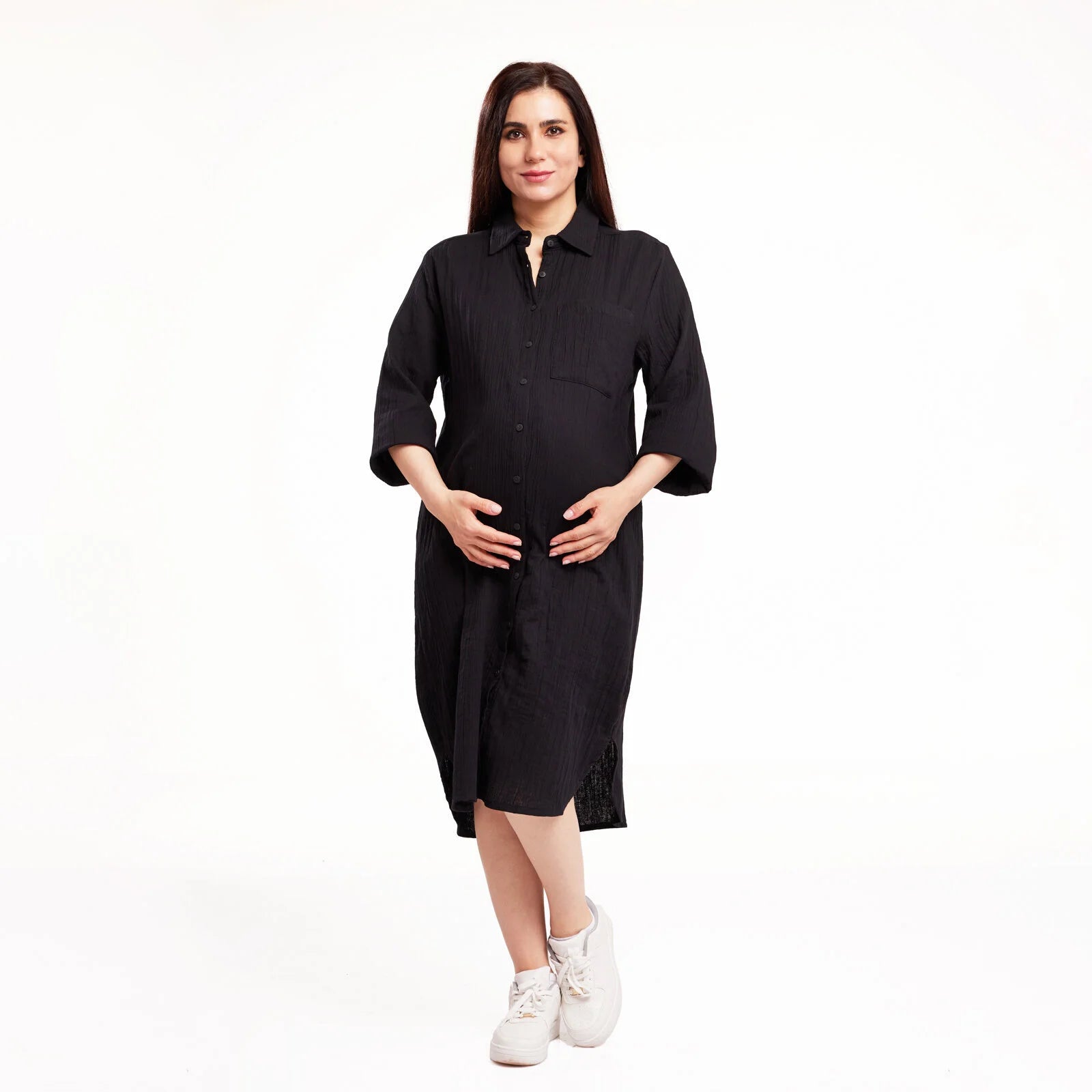 baby mom Muslin Maternity Dress - Black - ebebek - Black Friday