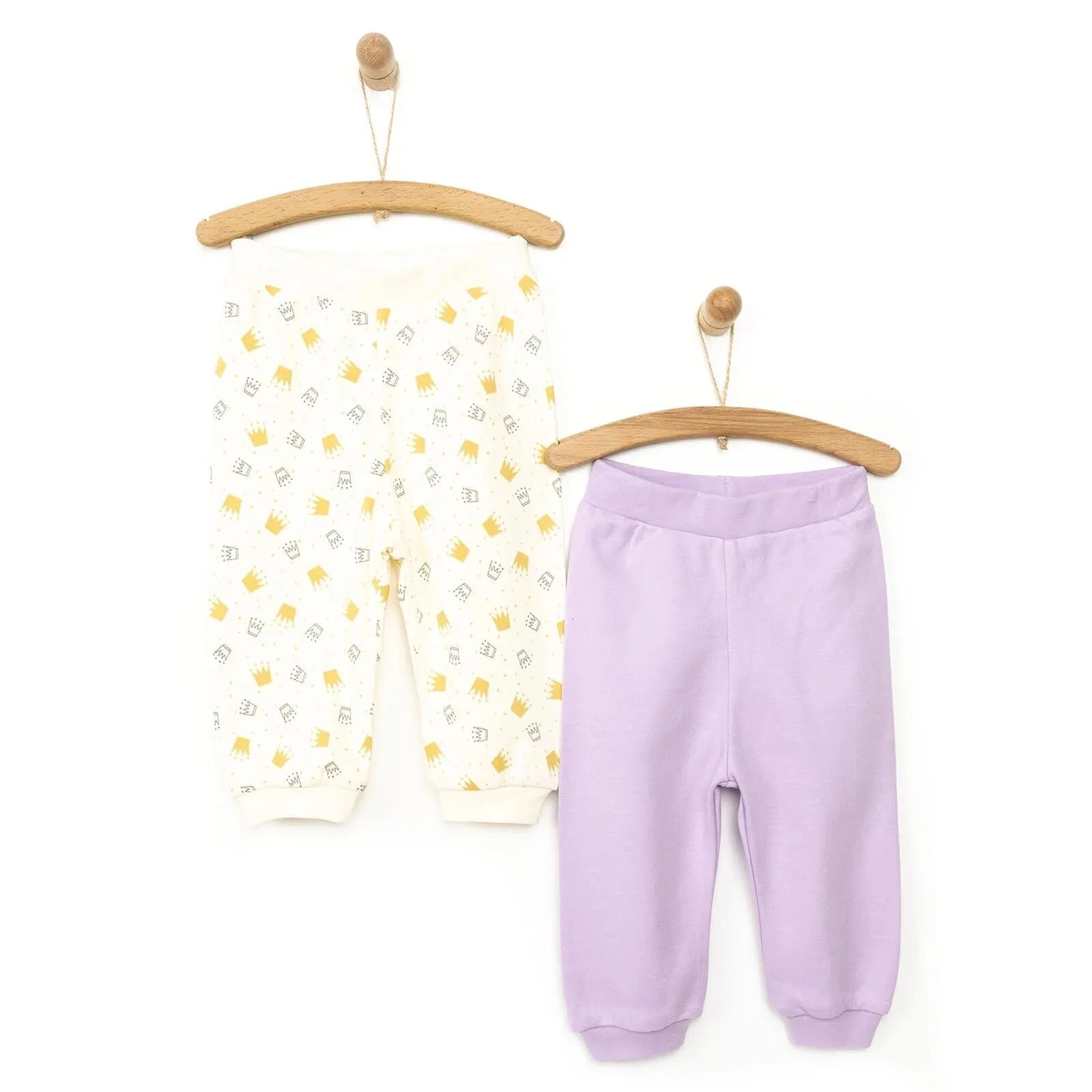 HelloBaby Basic Baby Girl Crown Printed Footless Bottom 2 pcs - Lilac - ebebek - Black Friday