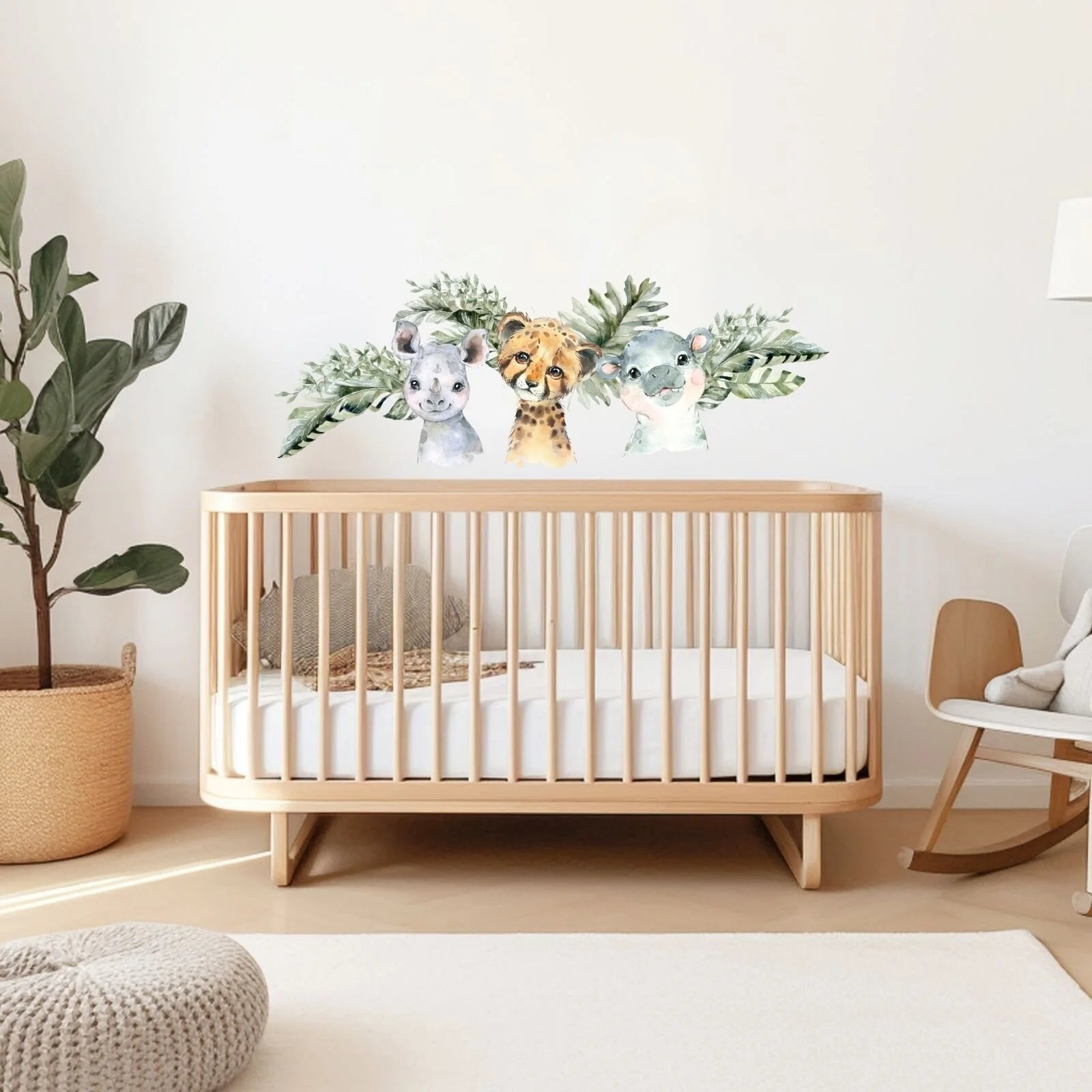 Live Vida Baby Safari Wall Sticker Leafy Hippo & Cheetah & Rhino 3 pcs - ebebek - Black Friday