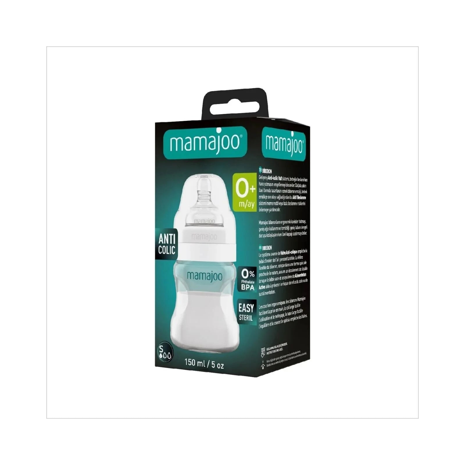 Mamajoo Anti - Colic PP Baby Bottle Slow Flow 0+ months 150ml - Silver - ebebek - Black Friday