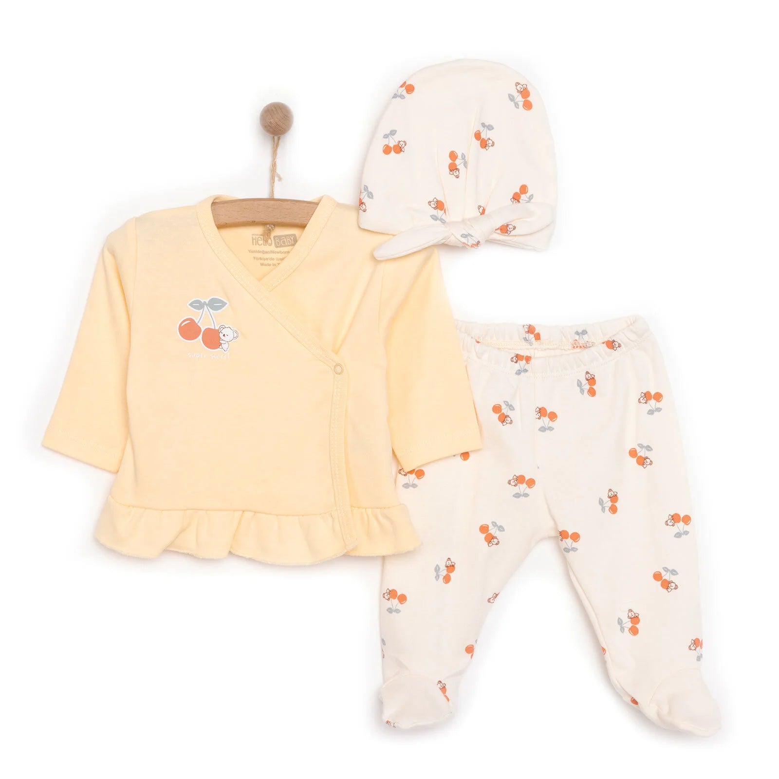 HelloBaby Body - Hat - Footed Jumpsuit - Yellow - ebebek - Black Friday