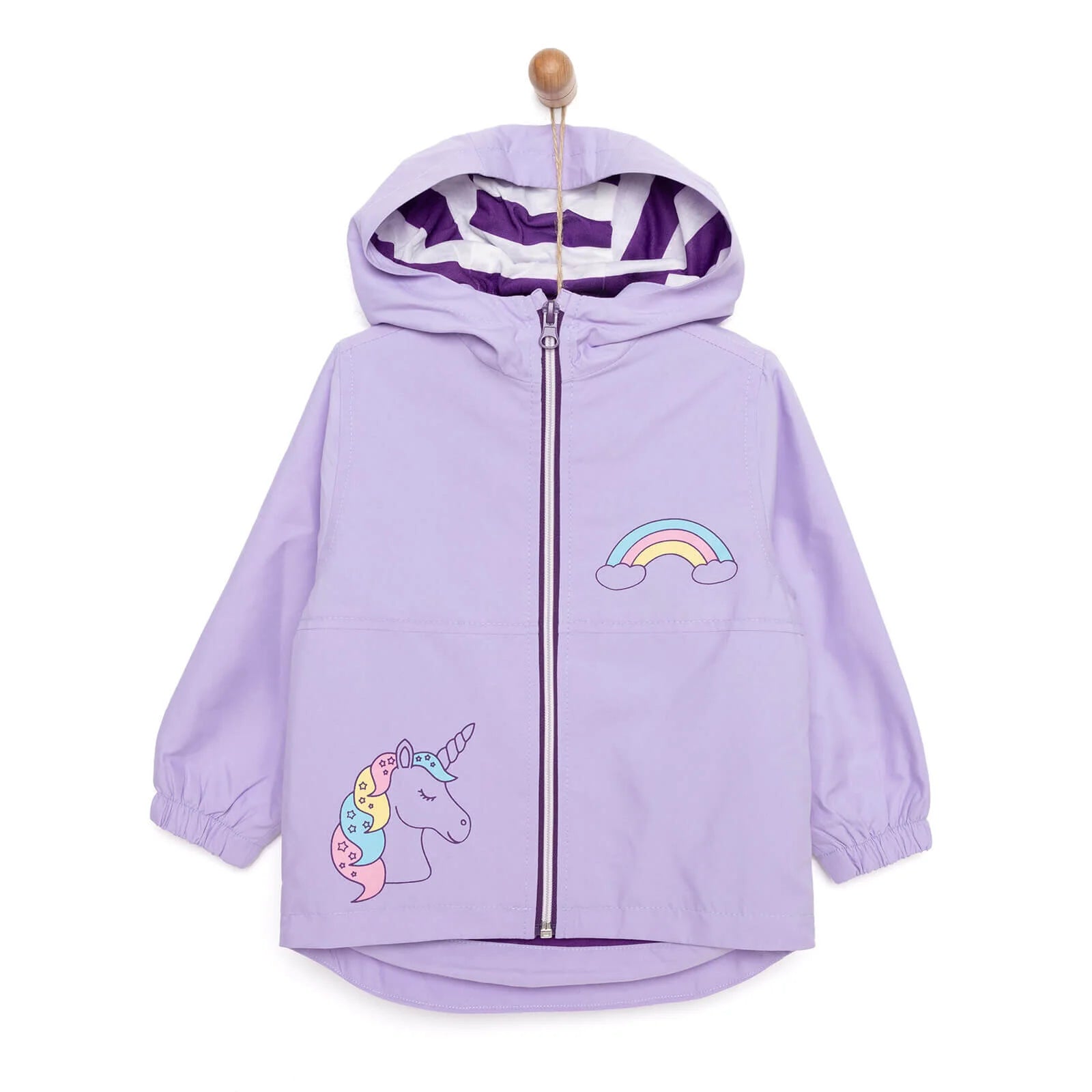 Midimod Basic Unicorn Printed Baby Girl Raincoat - Purple - ebebek - Black Friday