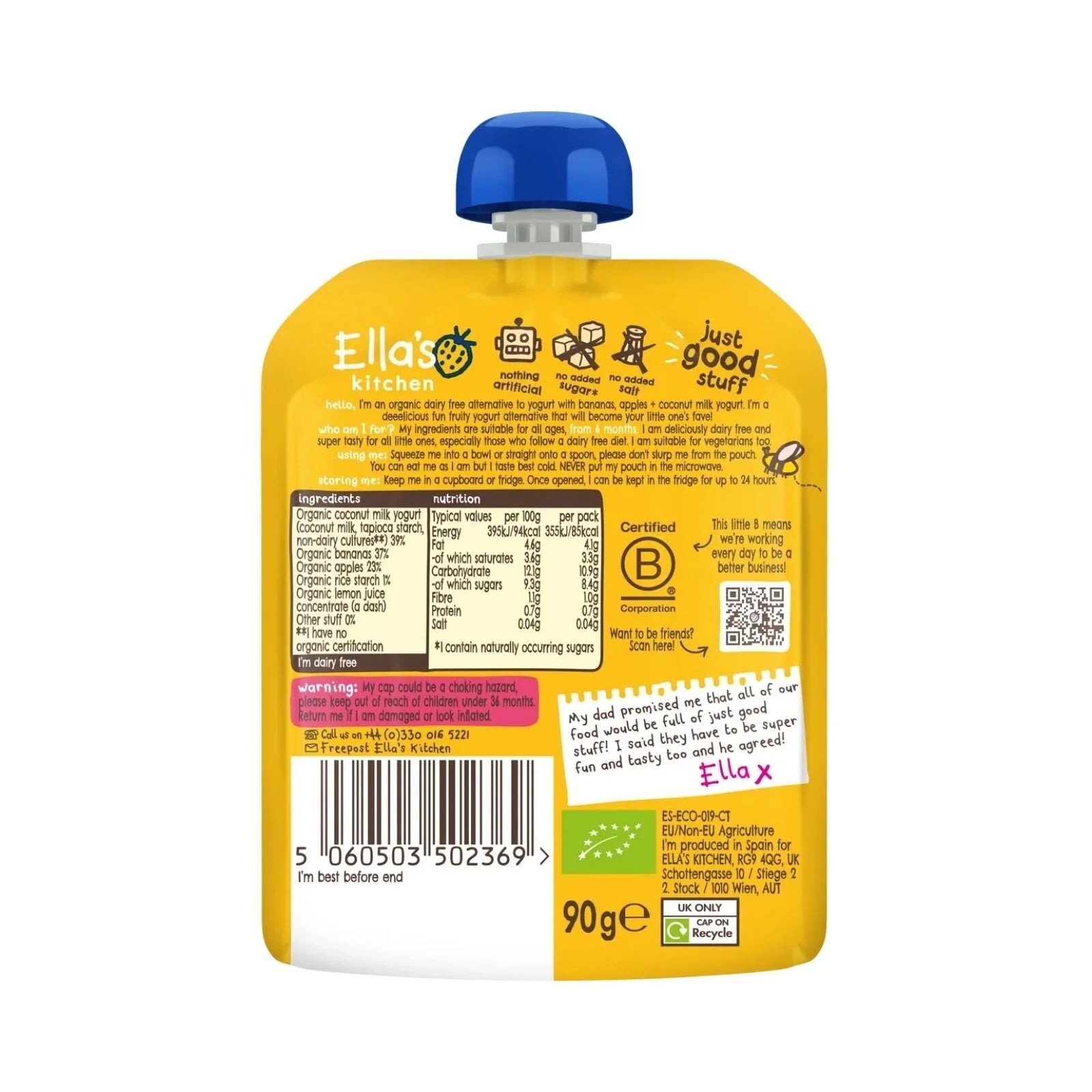 Ella's Kitchen Dairy Free Banana Yogurt Pouch 6+ months 90g - ebebek - Black Friday