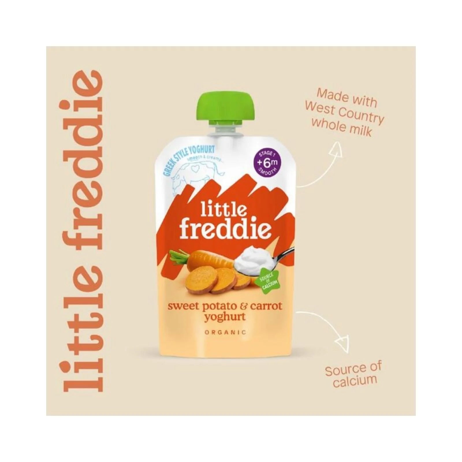 Little Freddie Organic Sweet Potato & Carrot Yoghurt Baby Food Pouch 6+ months 100g - ebebek - Black Friday