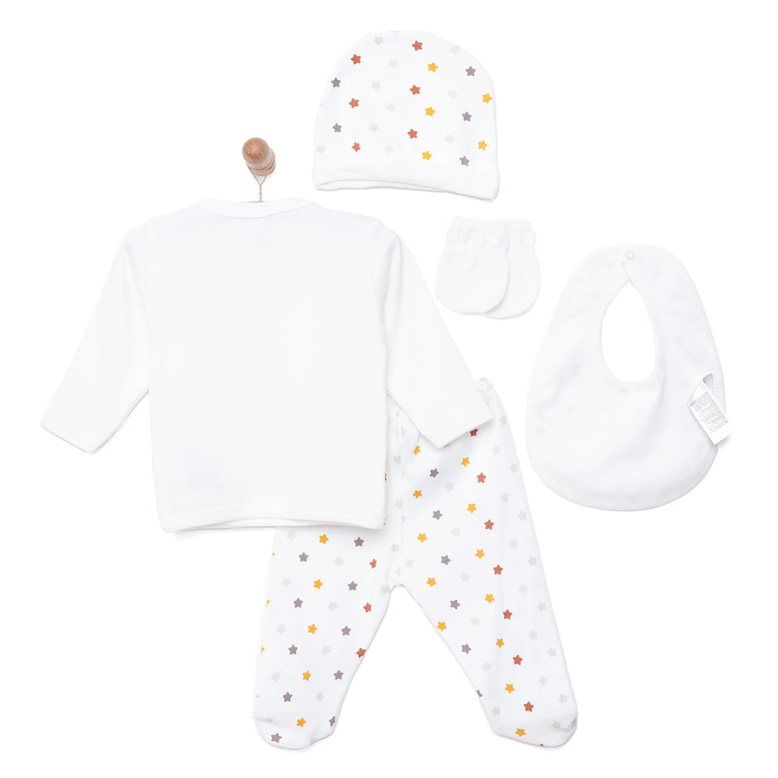 Aziz Bebe Suzene Embroidered 5 Piece Newborn Starter Set - Ecru - Aziz Bebe - ebebek