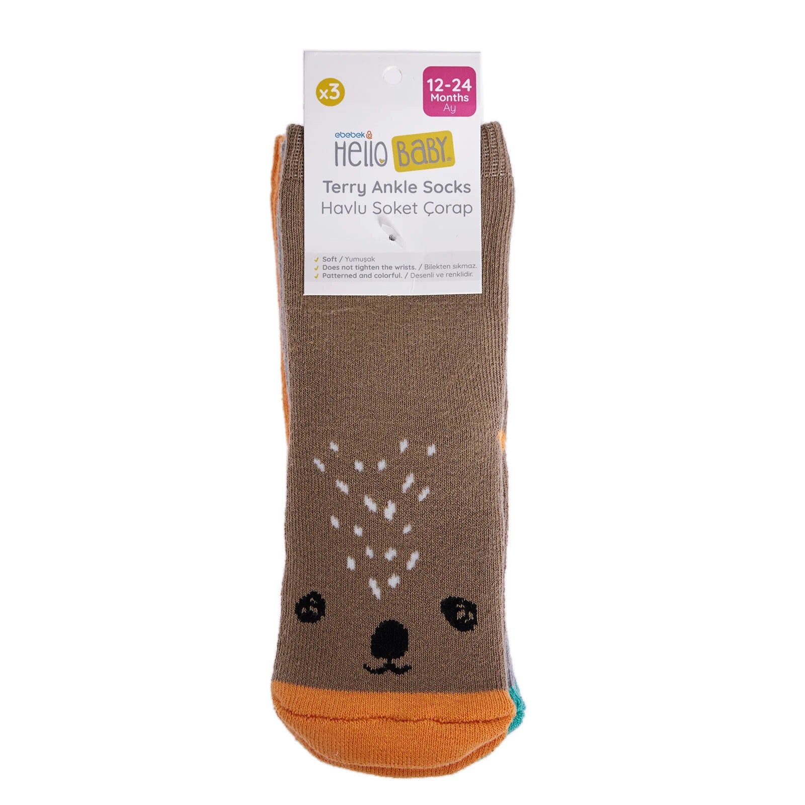 HelloBaby Baby Boy Chenille Socks 3 Pcs - Orange - ebebek - Black Friday