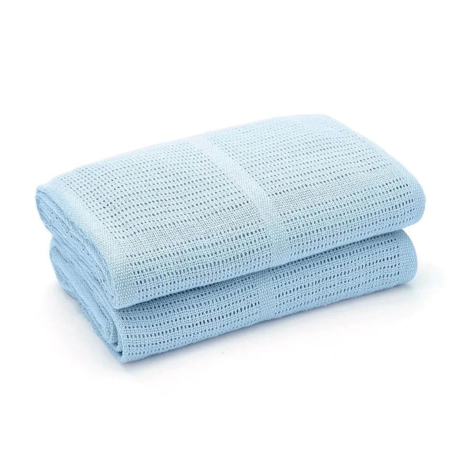 Bloomsbury Mill Organic Cotton Cellular Blankets Newborn Gift Set 2 pcs - Blue - ebebek - Black Friday