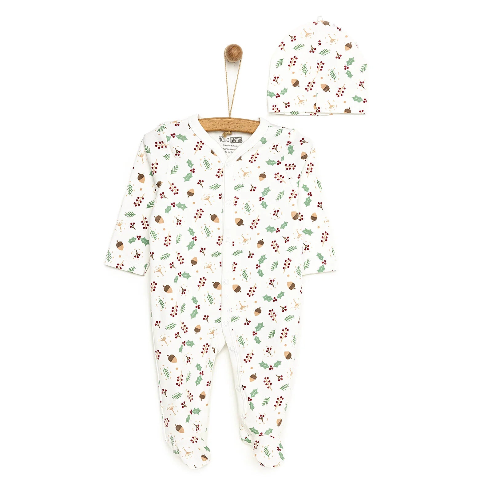 HelloBaby Footed Jumpsuit with Hat - Red - ebebek - Black Friday