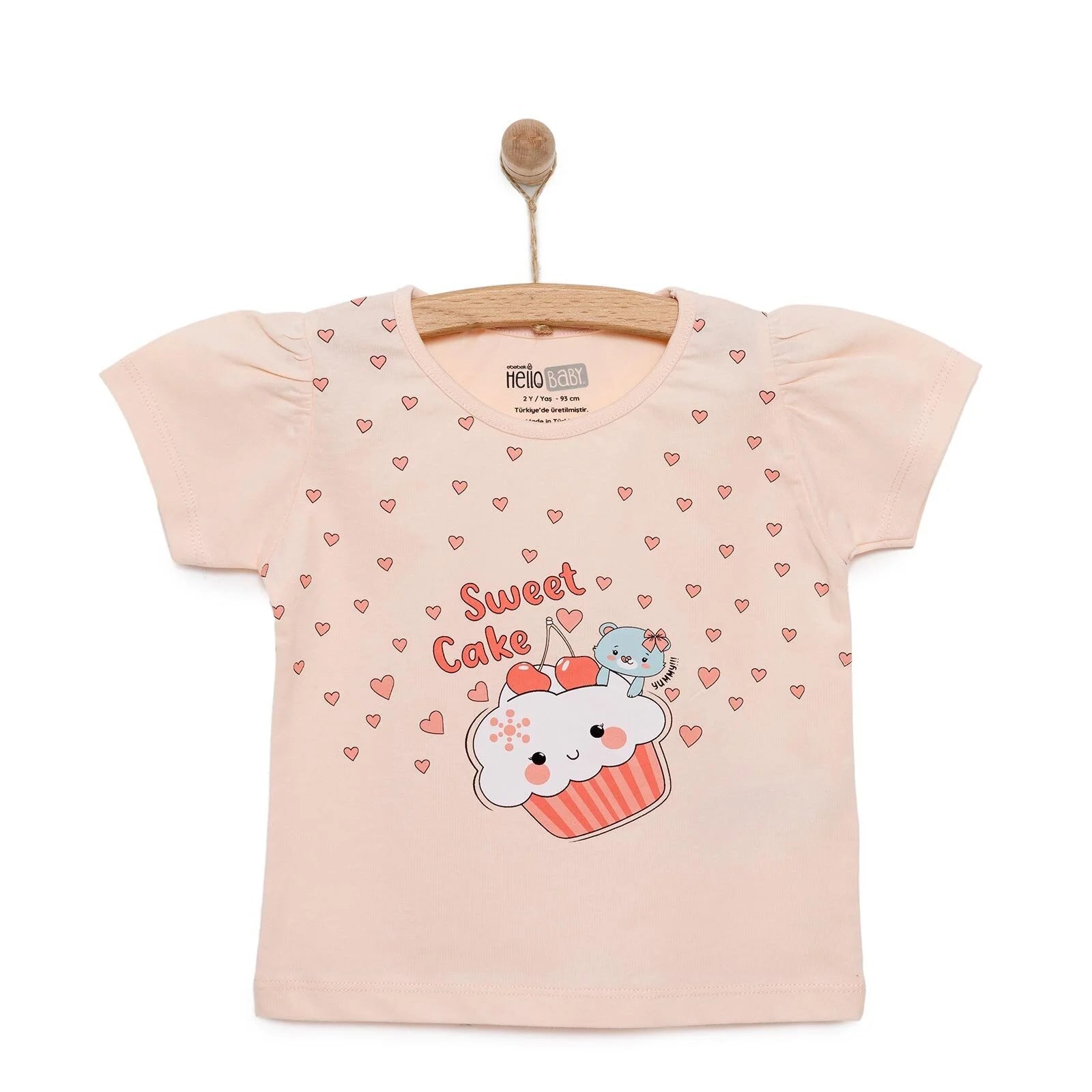HelloBaby Basic Girl Sweet Cake Printed Tshirt - Salmon - ebebek - Black Friday