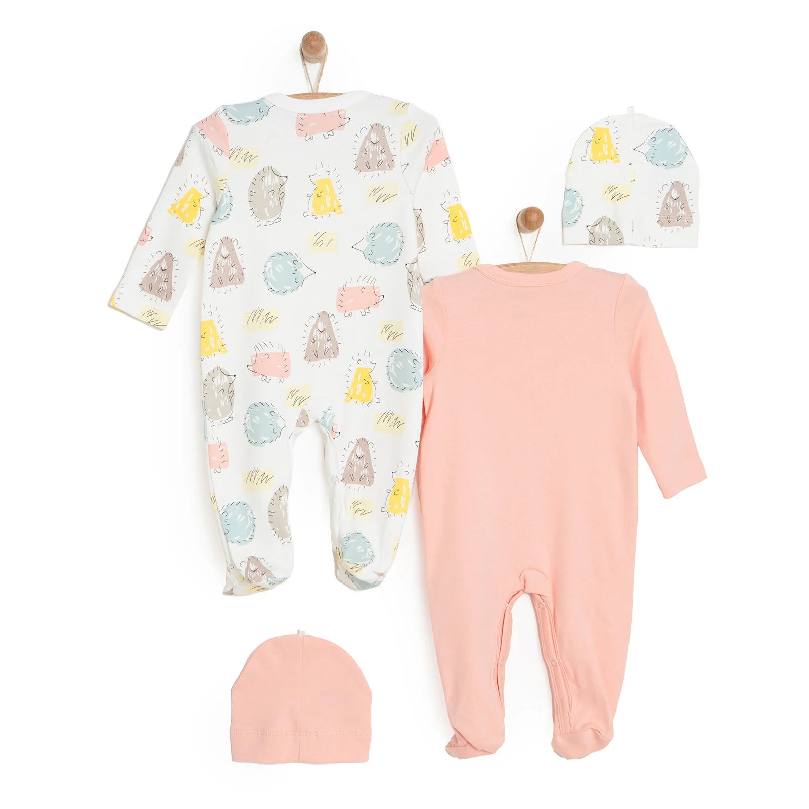 HelloBaby Newborn Footed Jumpsuit - Hat 2 Pcs - Light Pink - ebebek - Black Friday