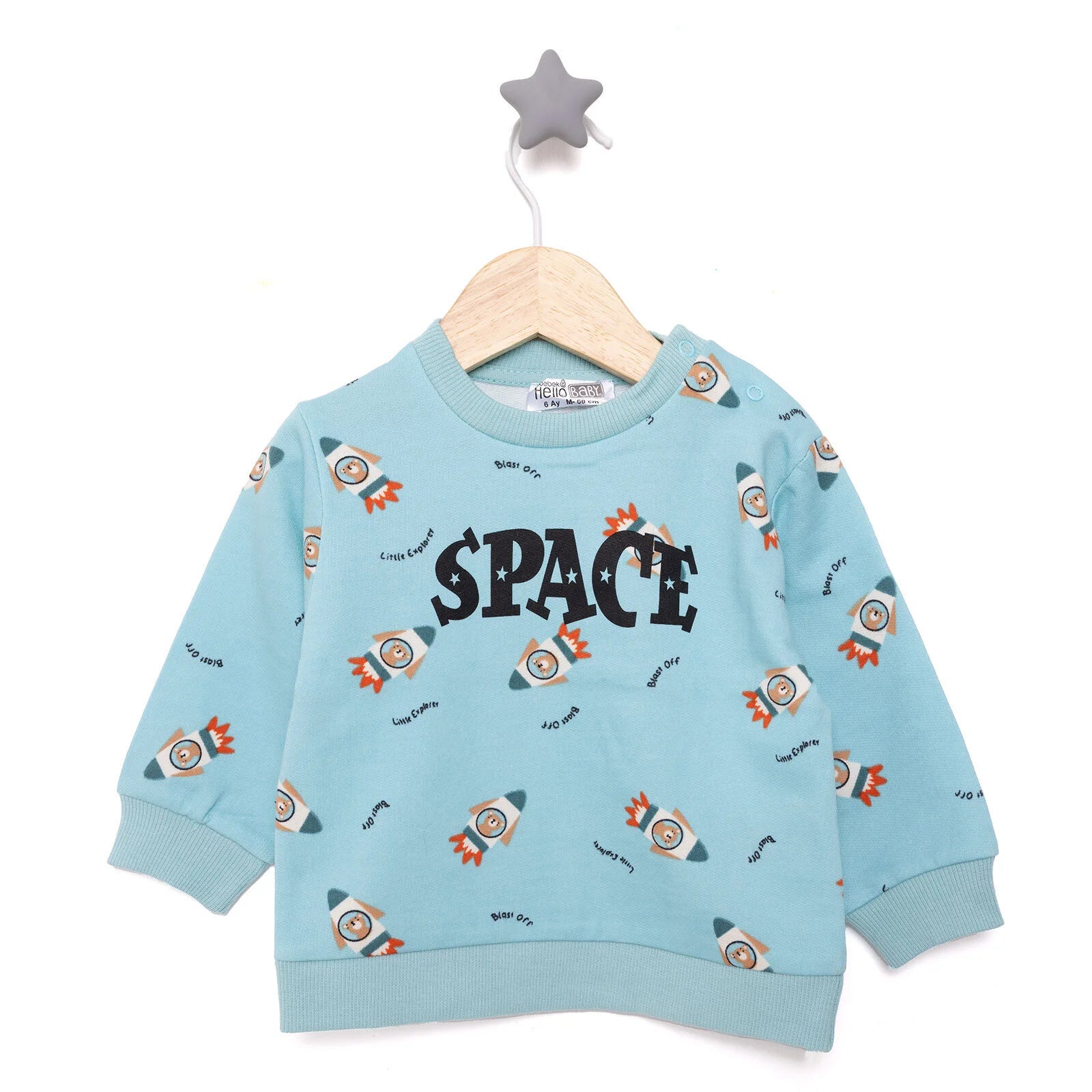 HelloBaby Basic Low Raised Space Themed Sweatshirt - Printed - ebebek - Black Friday