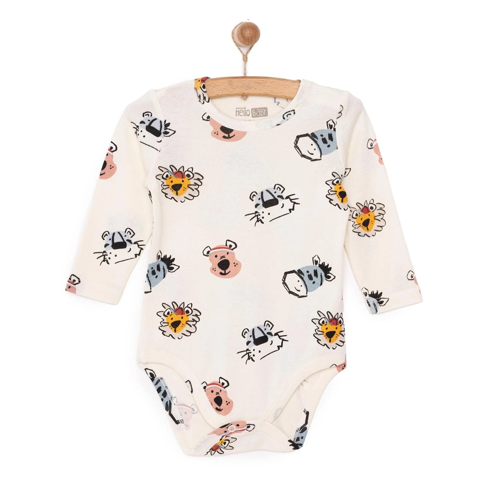 HelloBaby Boy Long Sleeve Bodysuit - Beige - ebebek - Black Friday