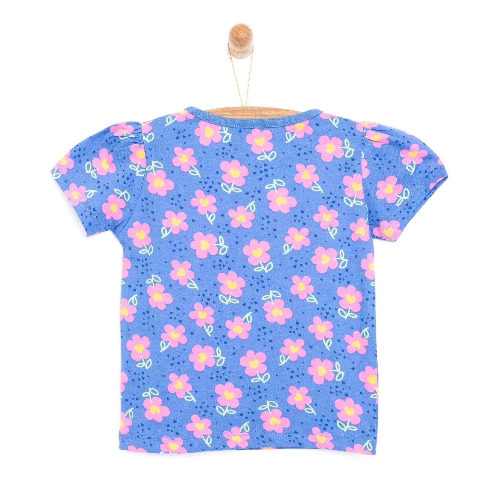 HelloBaby Baby Girl Basic Pink Daisy Printed Tshirt - Blue - ebebek - Black Friday