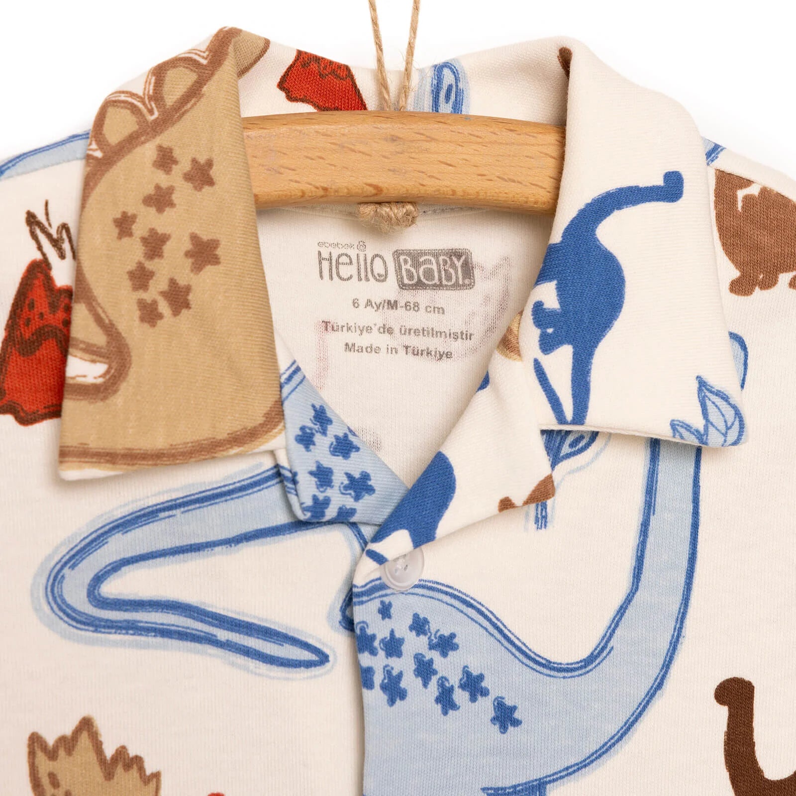 HelloBaby Baby Boy Dinasour Printed Pyjamas Set - Ecru - ebebek - Black Friday