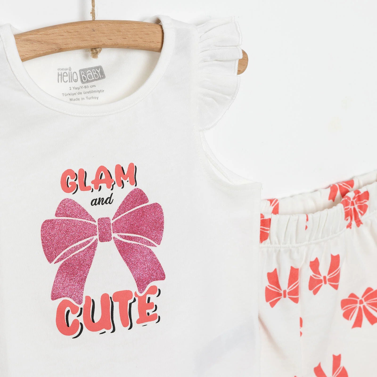 HelloBaby Basic Girl Bow Printed Athlete - Ecru - ebebek - Black Friday