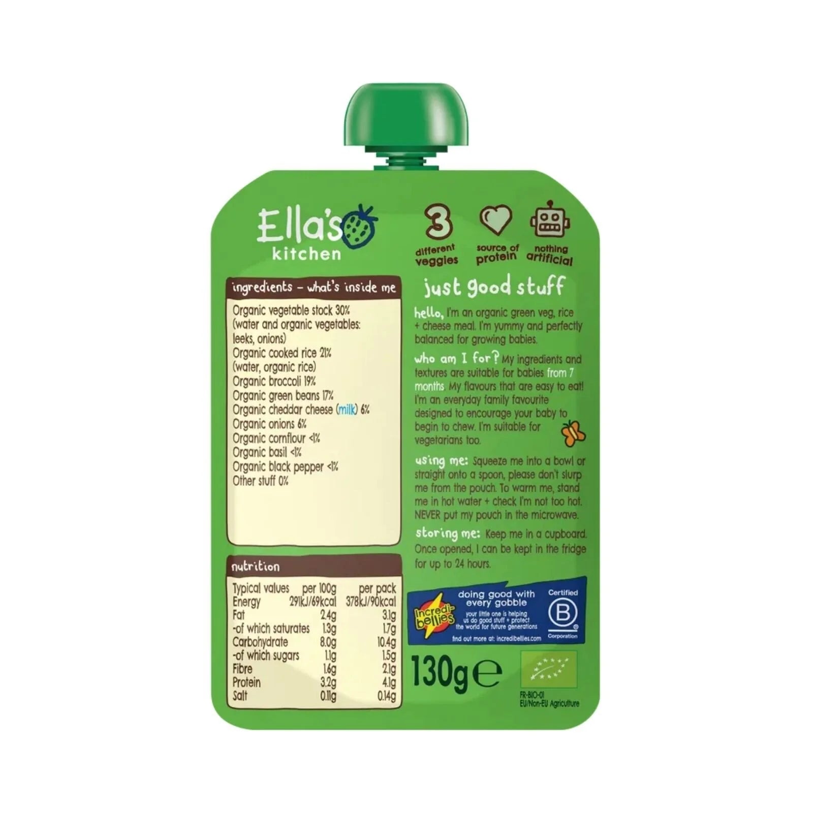 Ella's Kitchen Organic Veggie Risotto with Cheese Baby Food Pouch 7+ months 130g - ebebek - Black Friday