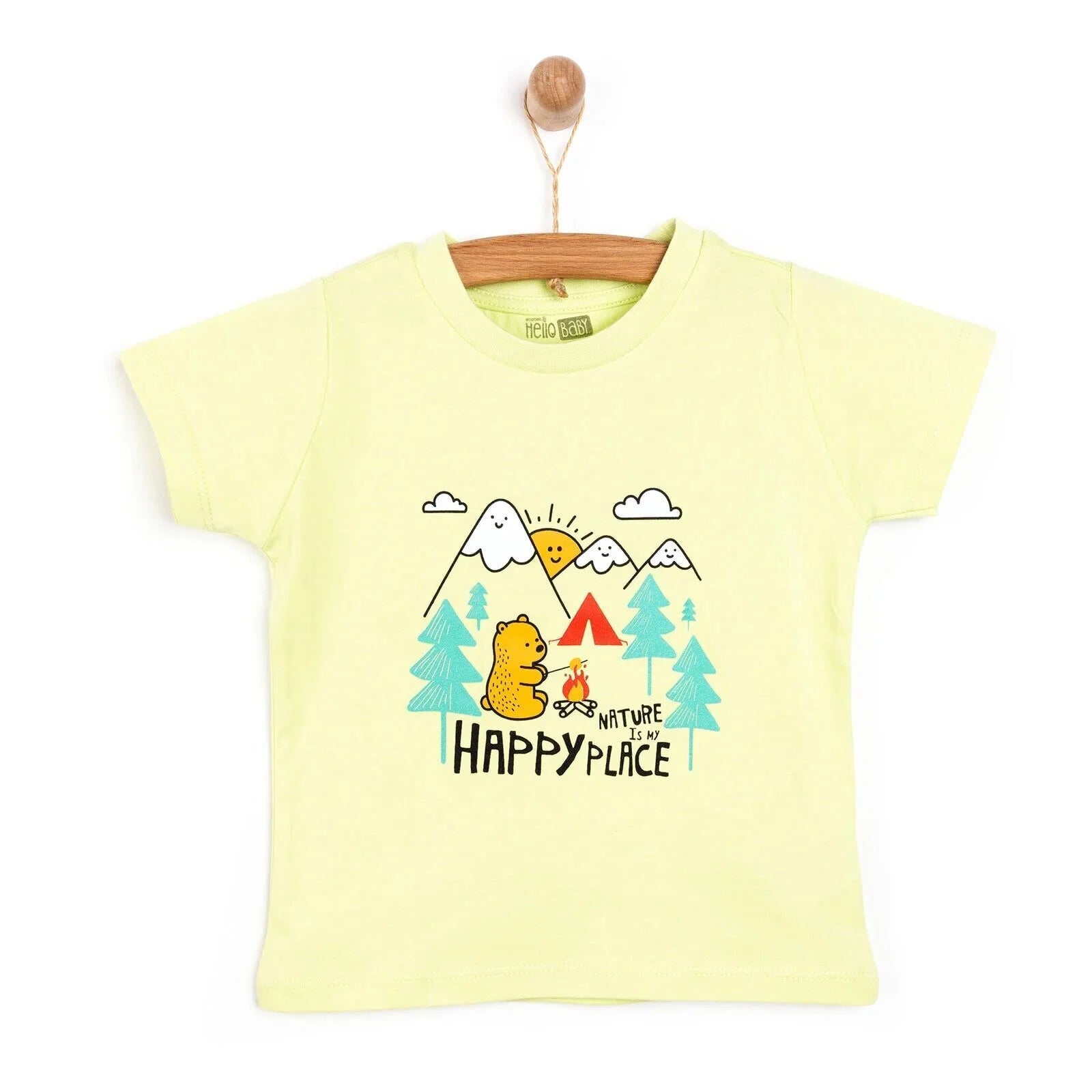 HelloBaby Basic Camp Printed Tshirt - Pistachio Green - ebebek - Black Friday