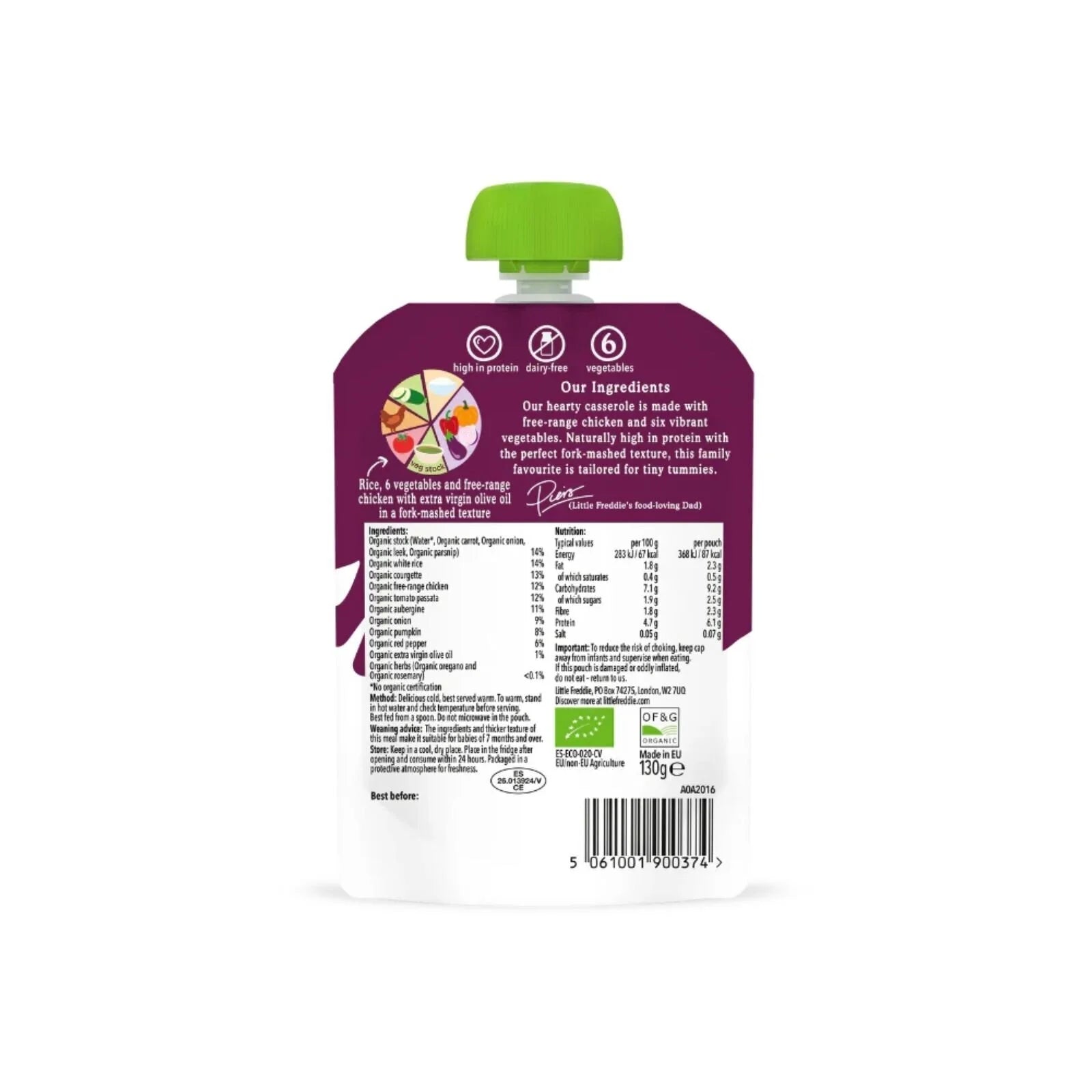 Little Freddie Organic Chicken & Rice Casserole Baby Food Pouch 7+ months 130g - ebebek - Black Friday