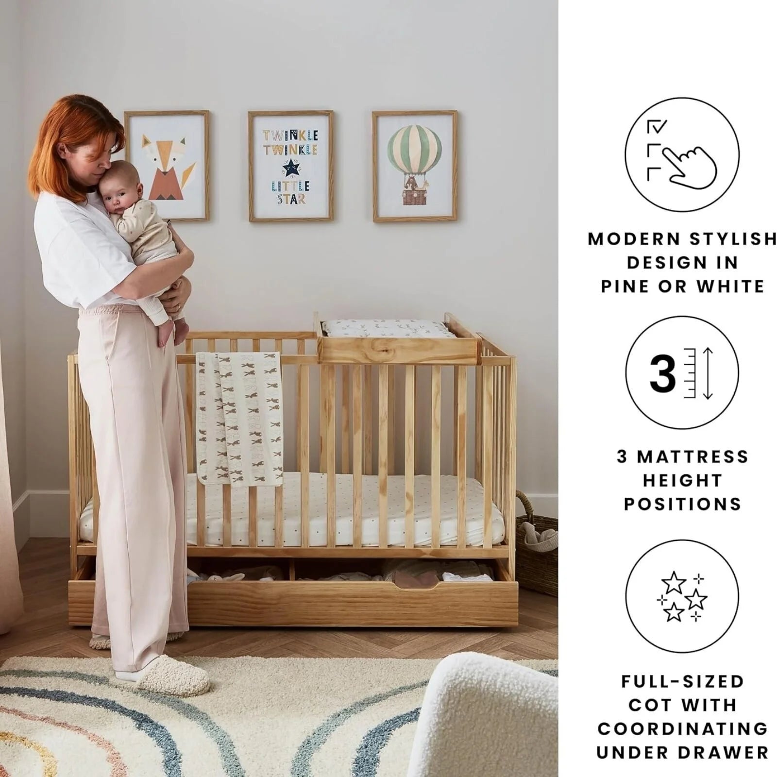 Ickle Bubba Hartley Classic Cot & Under Drawer - White - ebebek - Black Friday