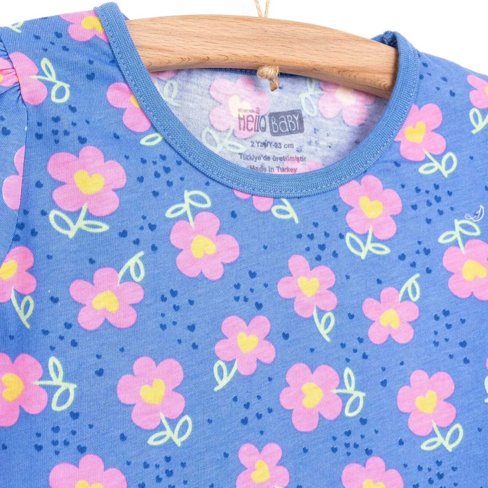 HelloBaby Baby Girl Basic Pink Daisy Printed Tshirt - Blue - ebebek - Black Friday