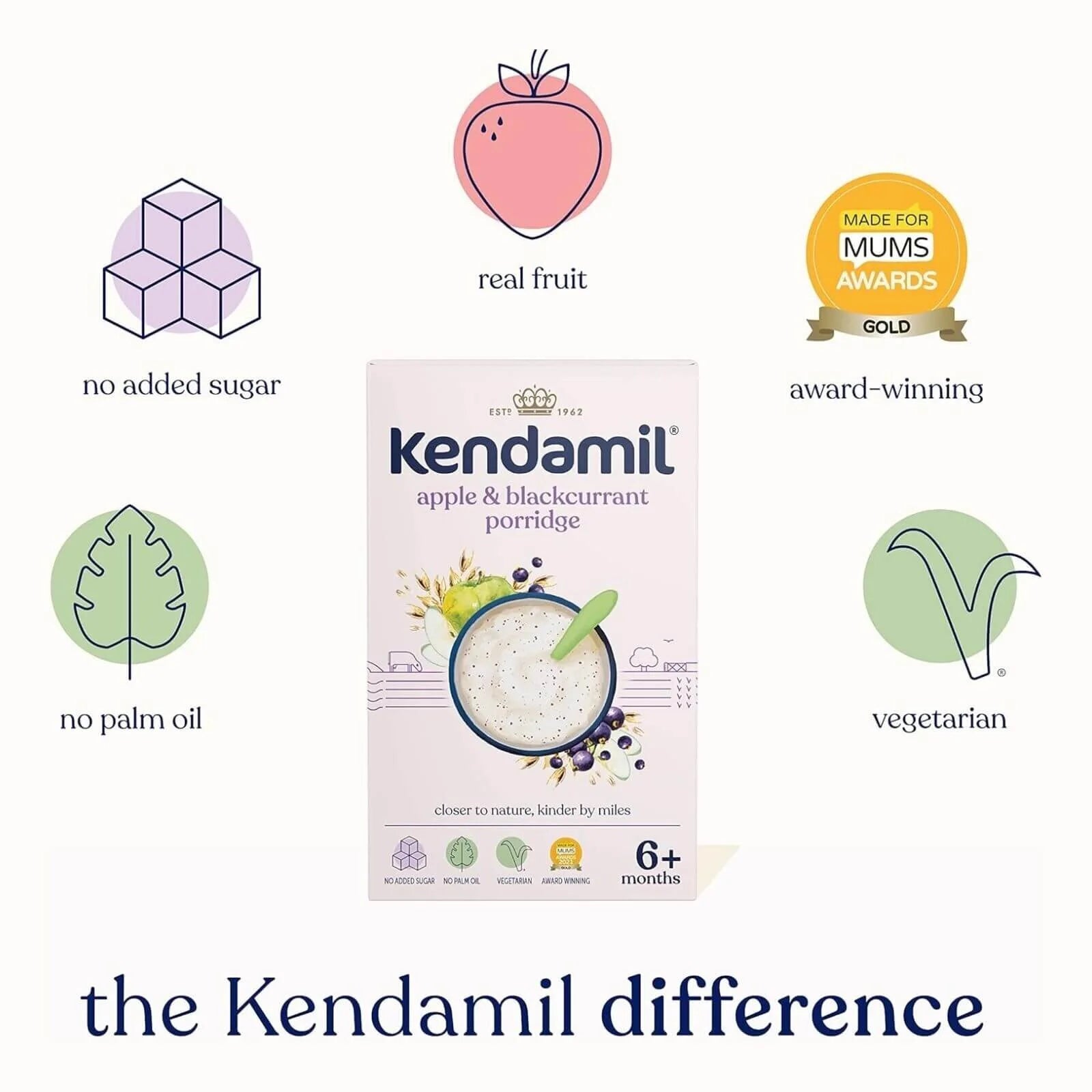 Kendamil Apple & Blackcurrant Porridge 6+ months 150g - ebebek - Black Friday