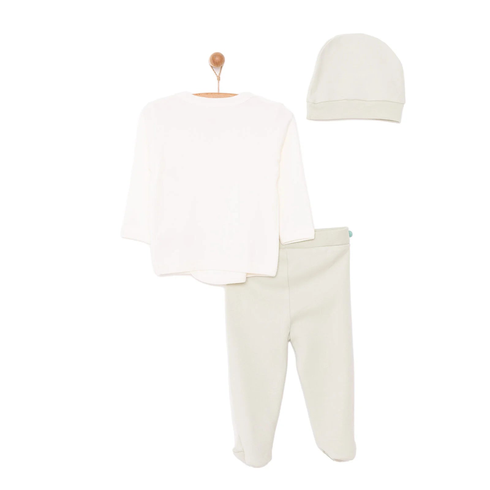 HelloBaby Newborn Baby Top - Hat - Footed Bottom - Ecru - ebebek - Black Friday