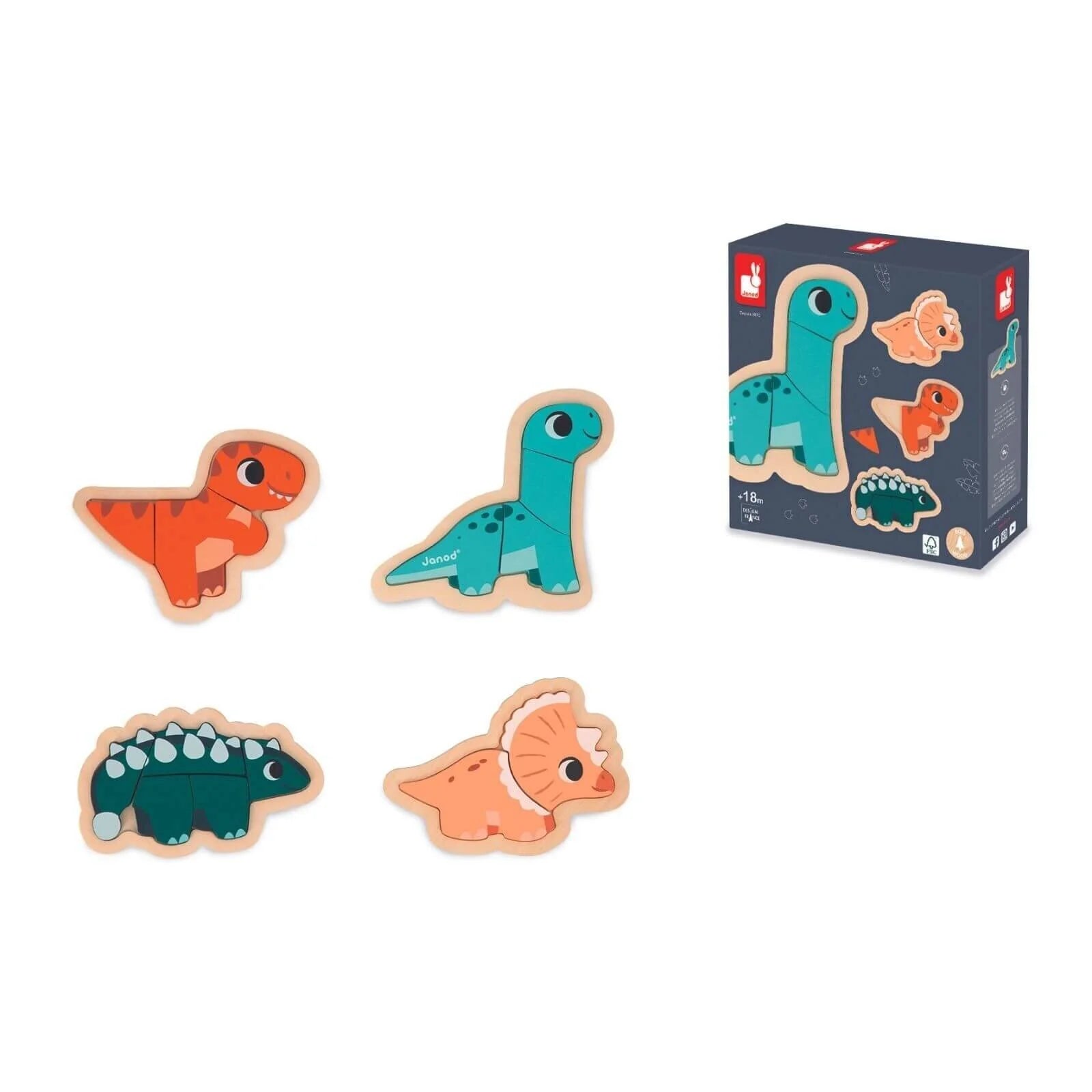 Janod 4 Progressive Puzzles Dino - ebebek - Black Friday