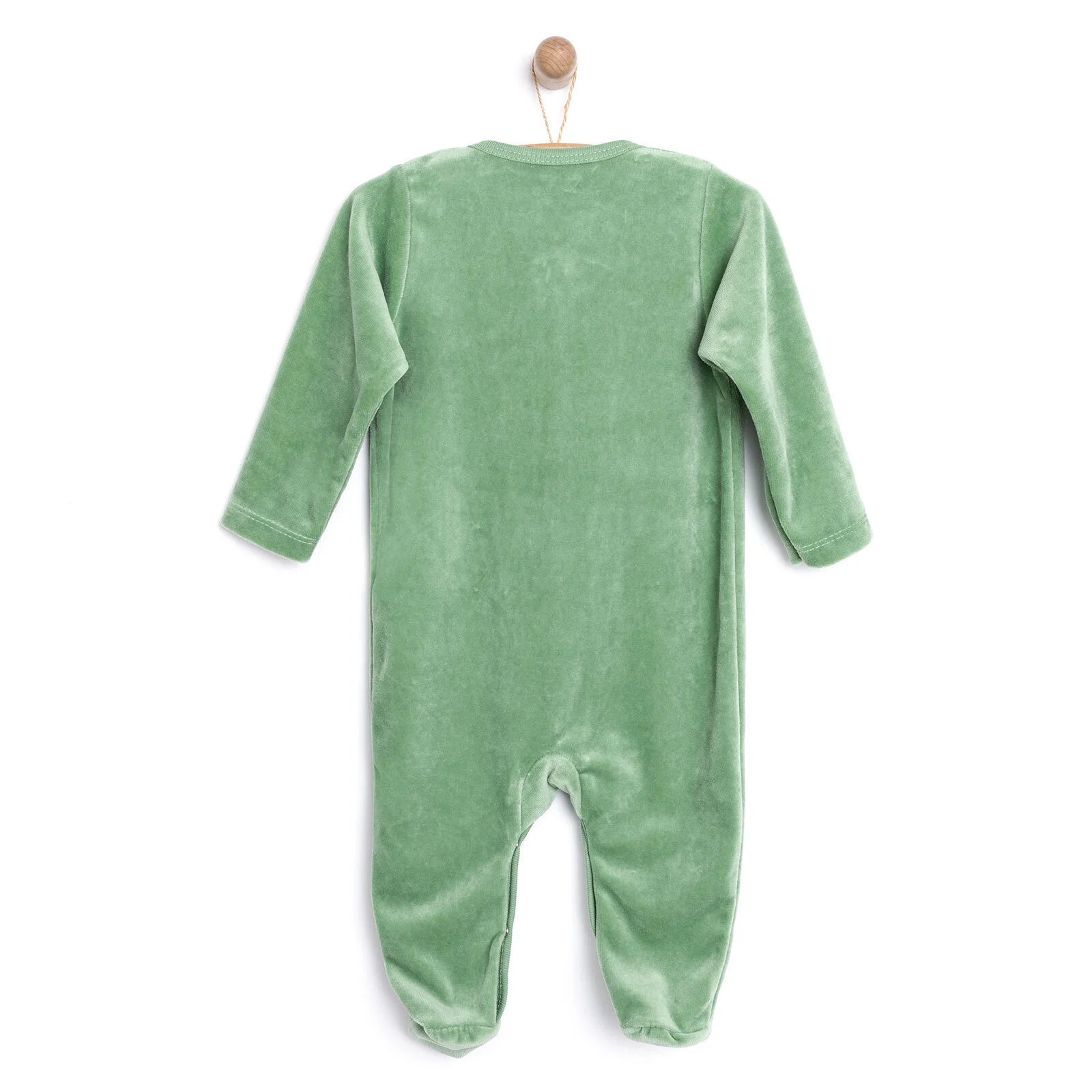 HelloBaby Boy Velvet Footed Jumpsuit - Green - ebebek - Black Friday