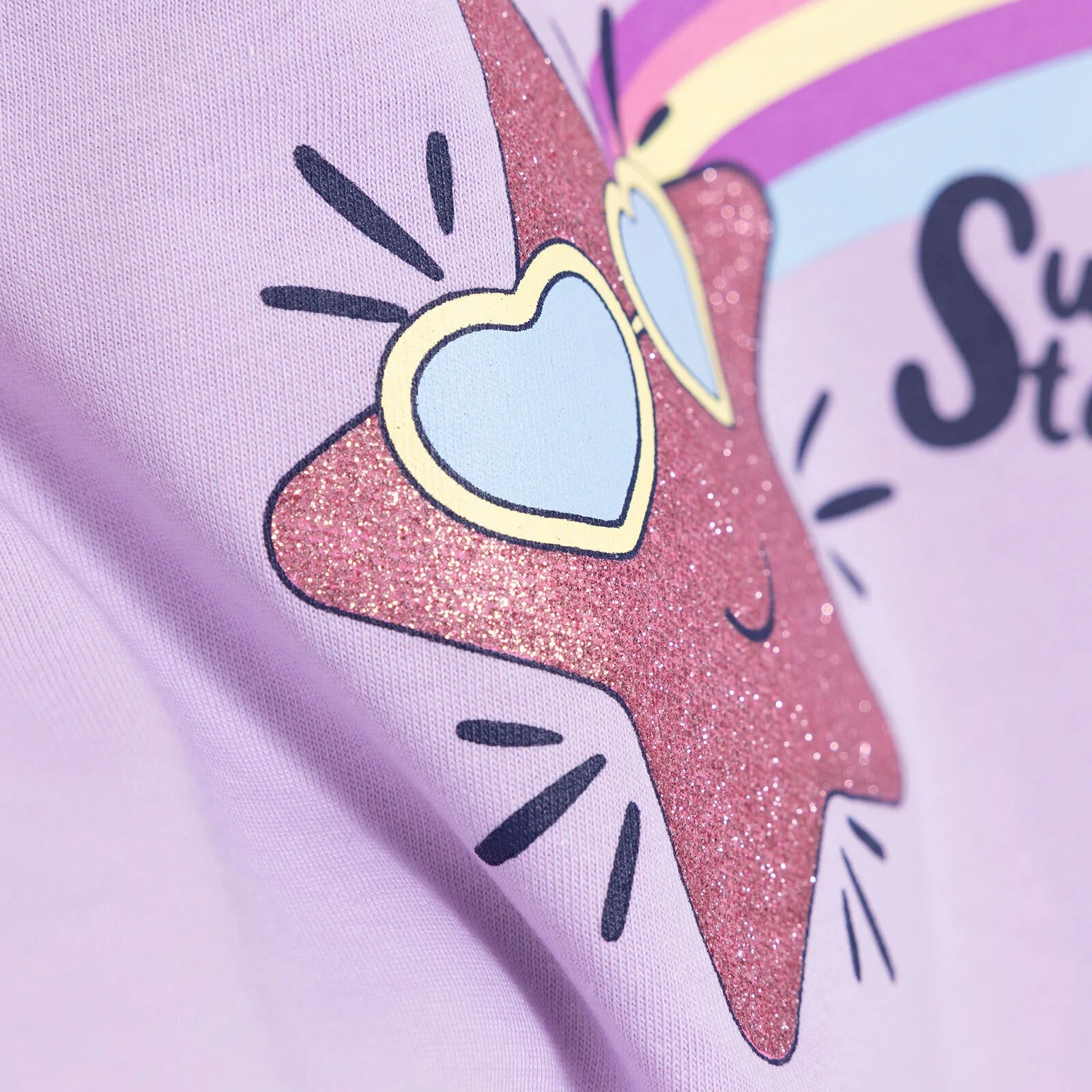 HelloBaby Basic Girl Falling Star Printed Tshirt - Purple - ebebek - Black Friday