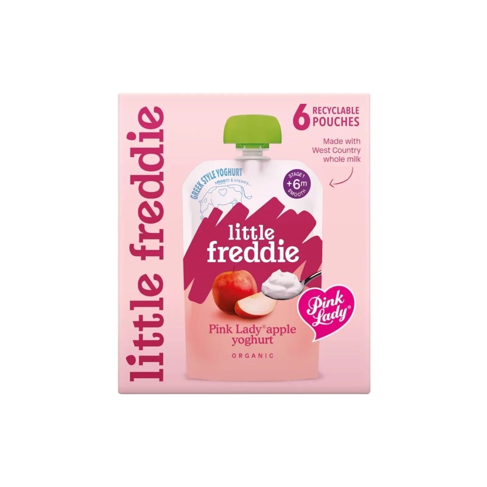 Little Freddie Organic Pink Lady Greek Style Yoghurt Baby Food Pouch Multipack 6+ months 600g (6x100g) - ebebek - Black Friday